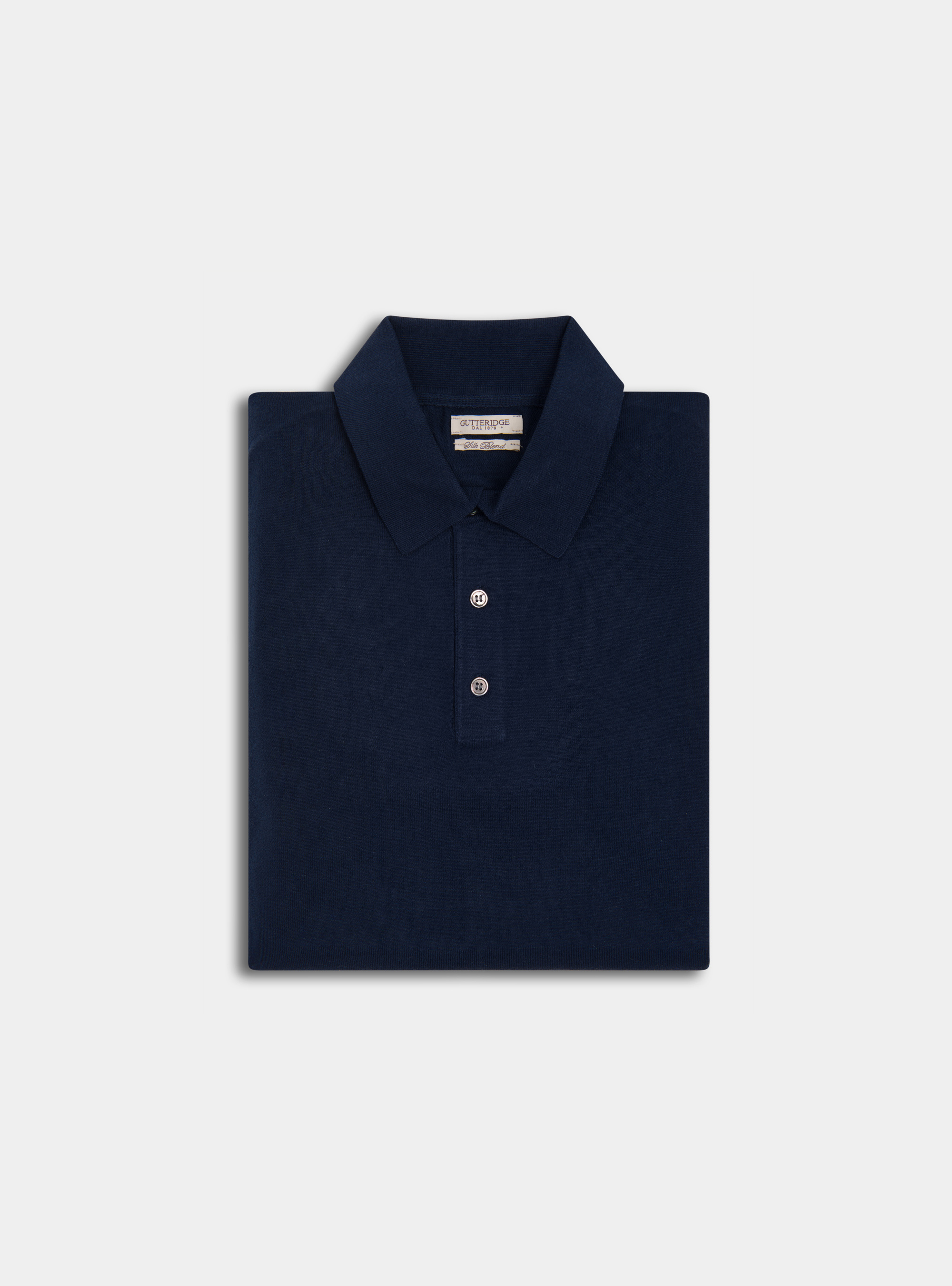 Polo de seda y algod&oacute;n, AZUL MARINO
