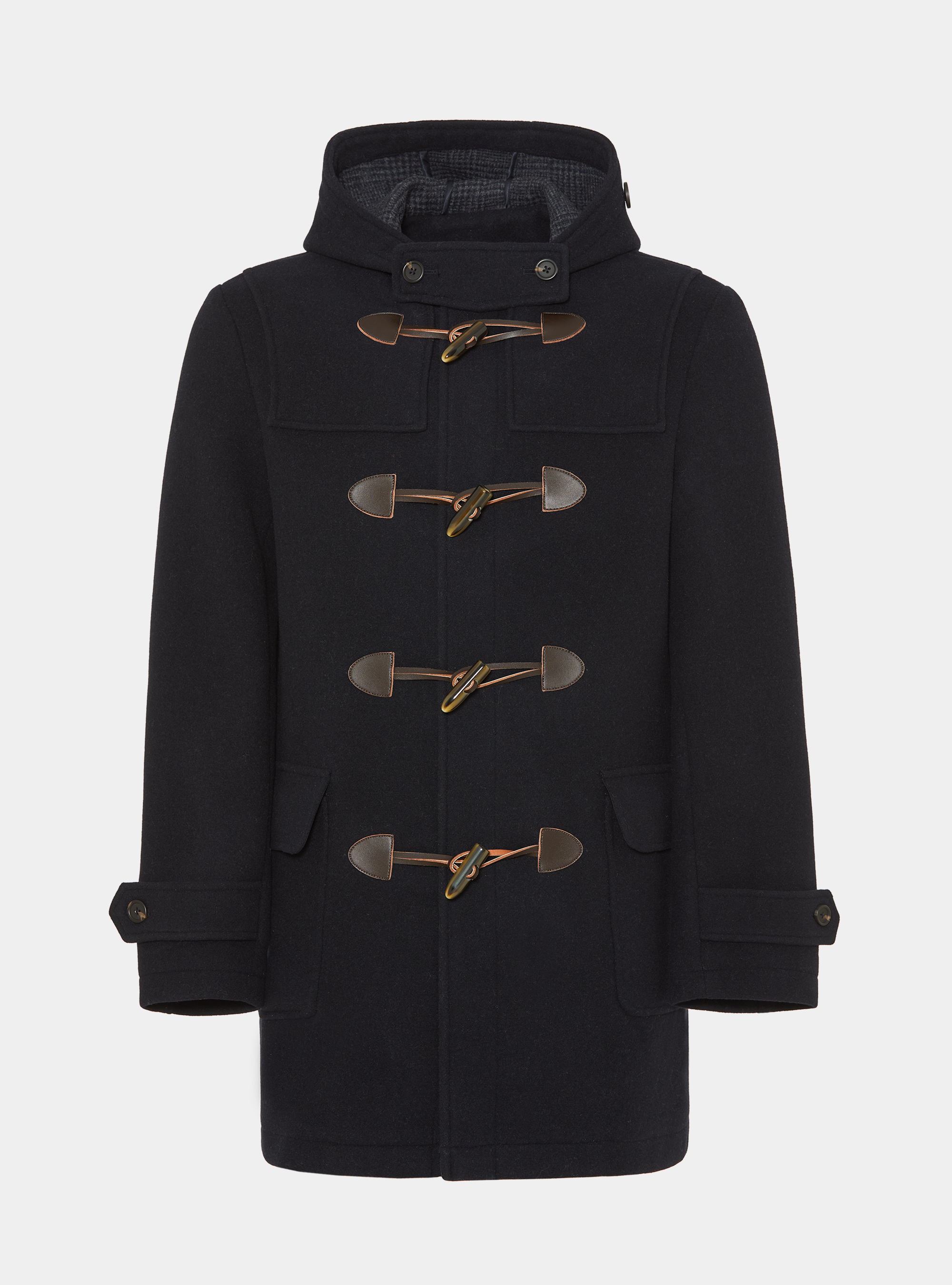 Dufflemantel aus Wollgemisch mit gemusterter Innenseite, NAVY 0218C