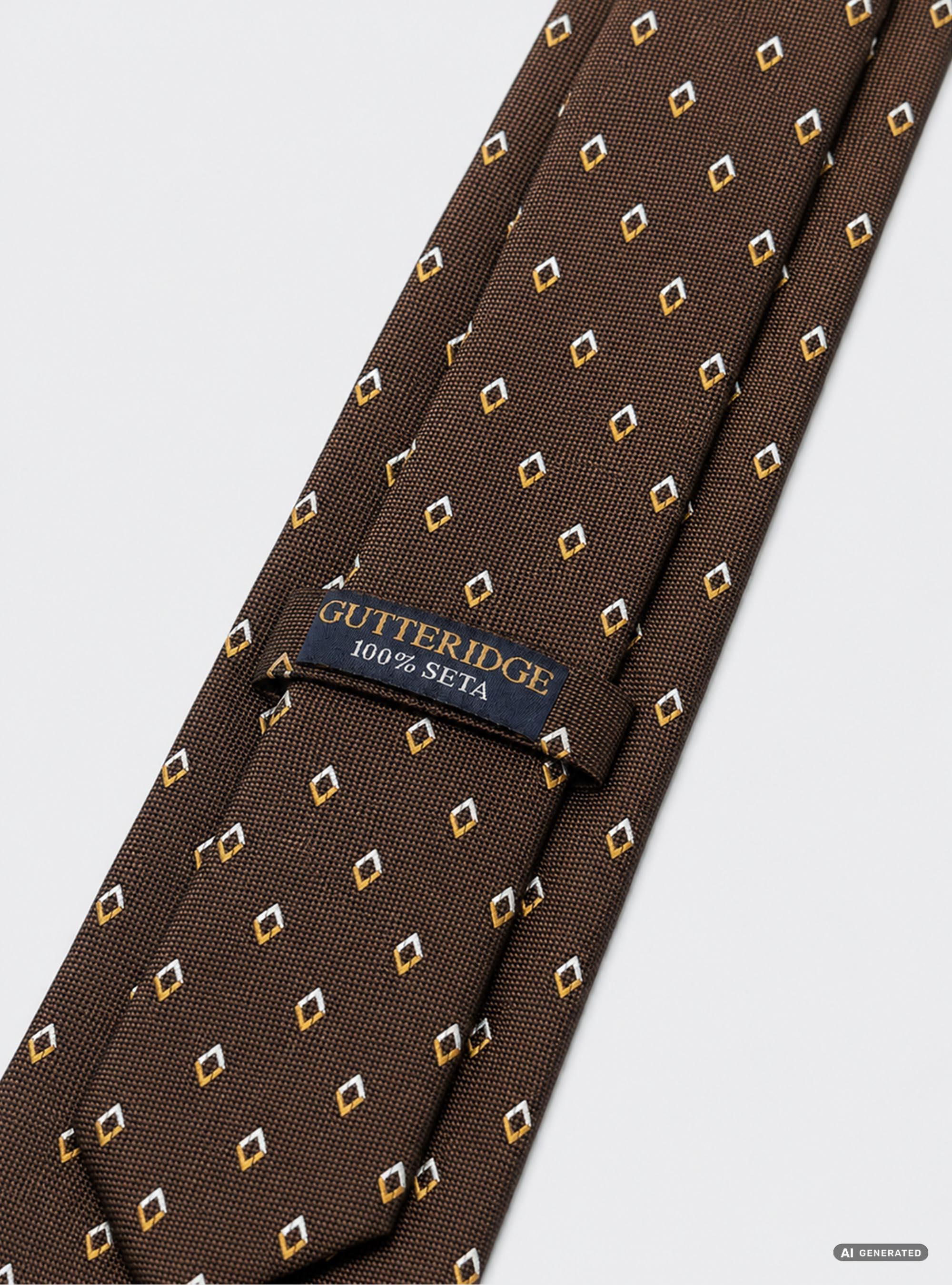 Jacquard silk tie with micro diamond pattern, BROWN