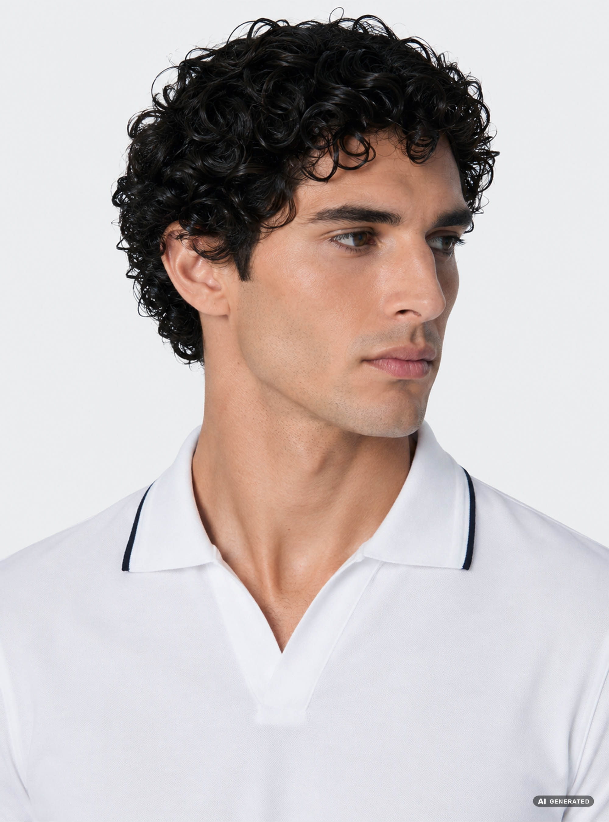 Polo GT01 de piqu&eacute; el&aacute;stico sin botones, BLANCO
