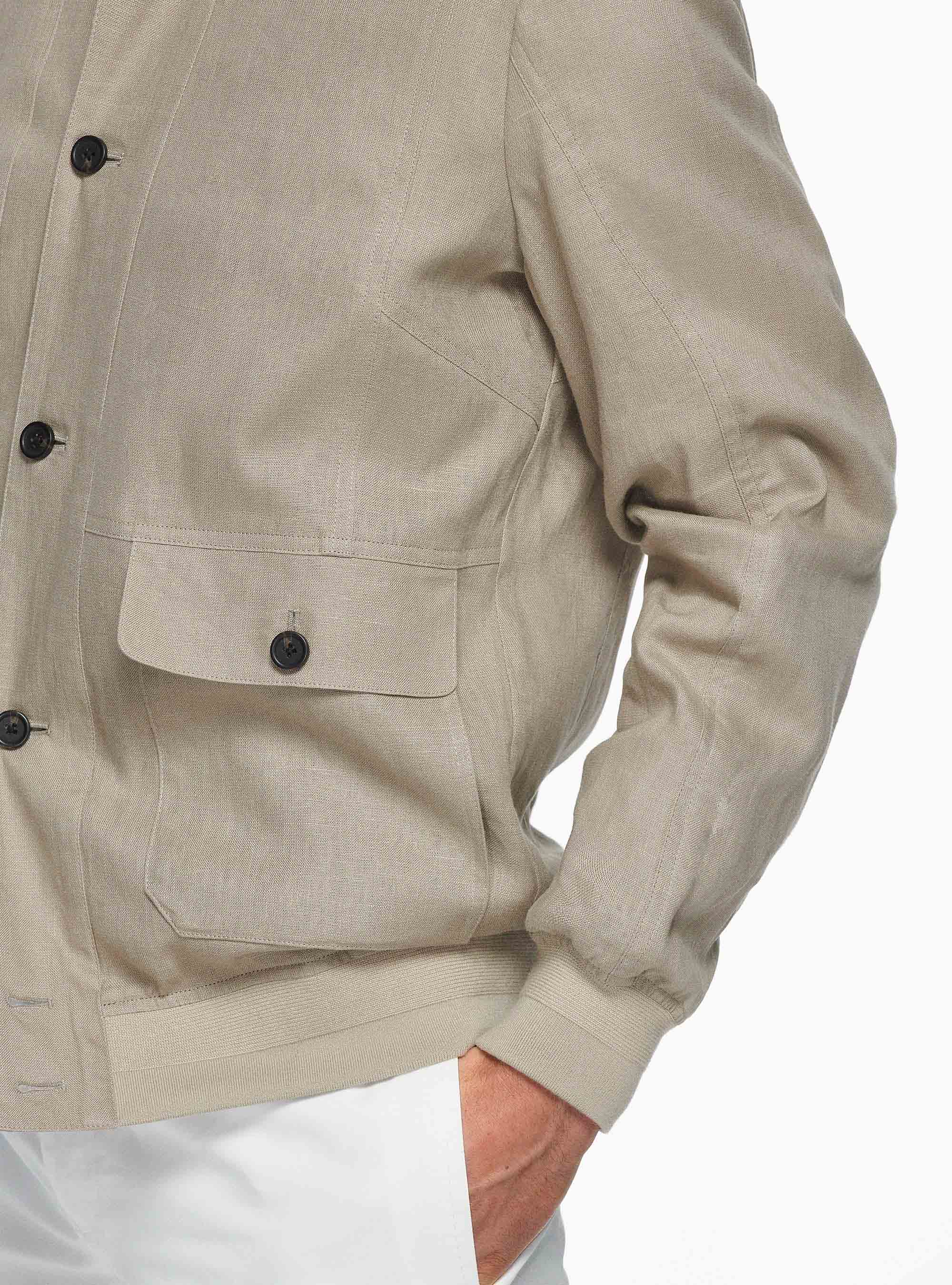 Chaqueta bomber de lino puro, BARRO