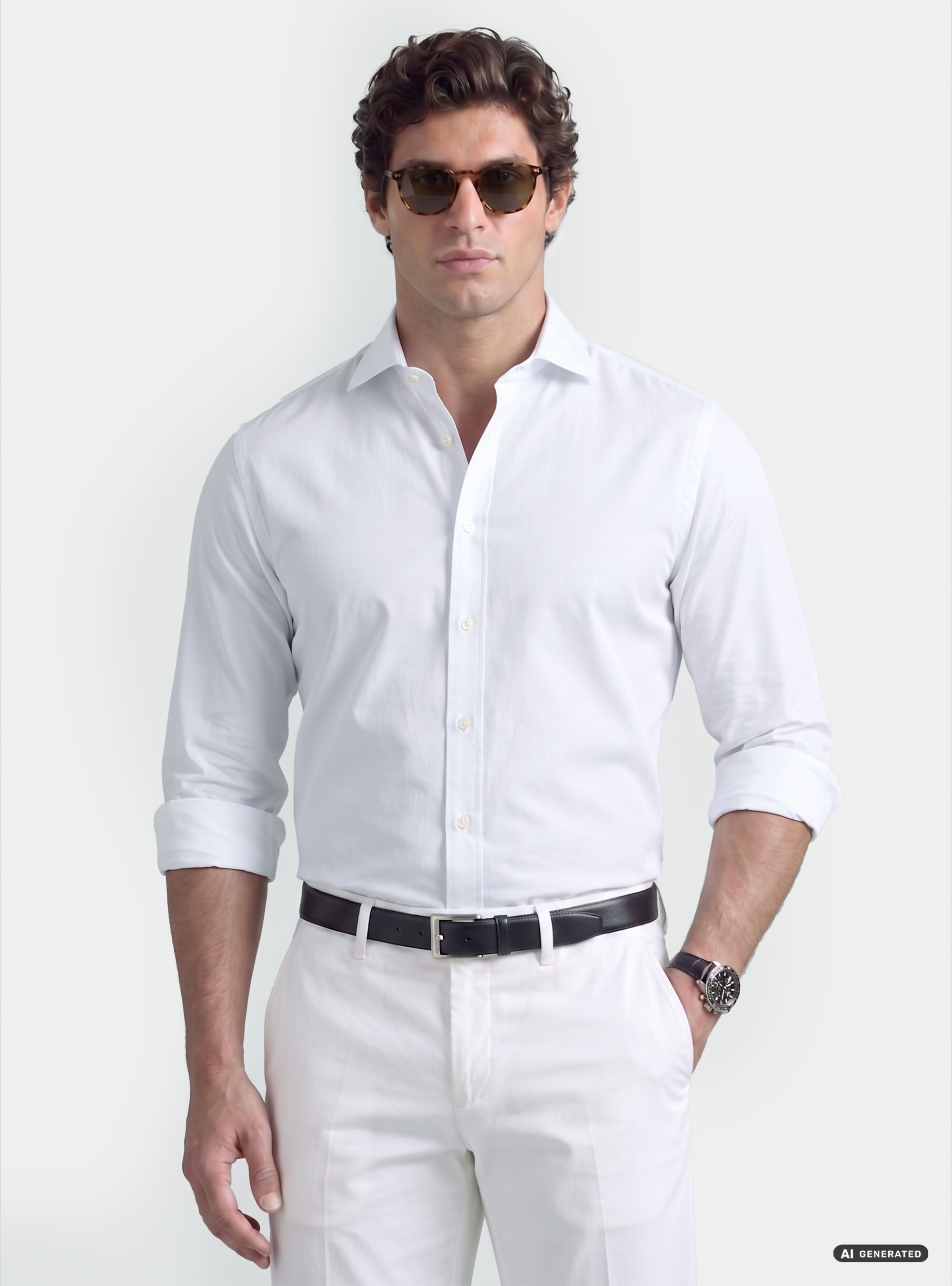 Camiseta c&oacute;moda de popel&iacute;n de algod&oacute;n, BLANCO