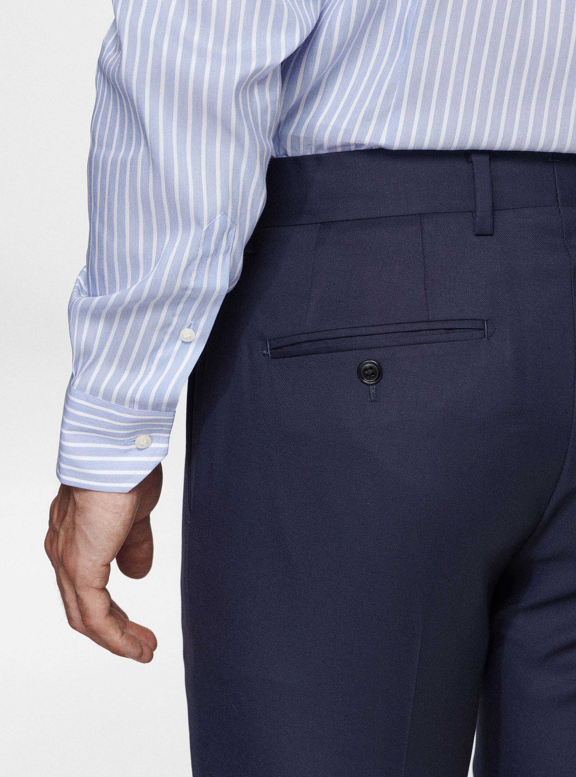 Trousers in pure 110's superfine wool, NAVY BLUE