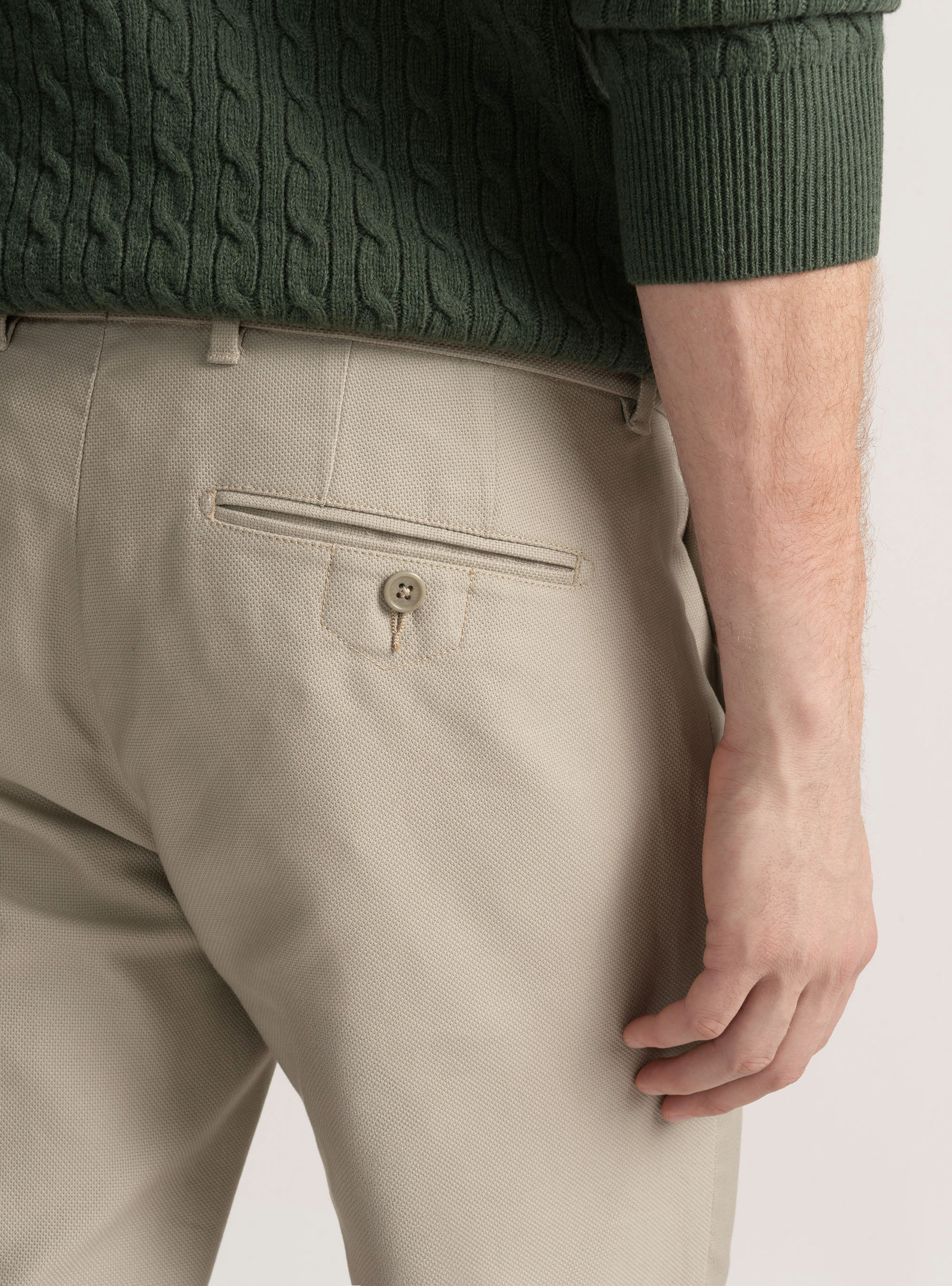 Pantal&oacute;n chino slim fit de algod&oacute;n reforzado, CRUDO