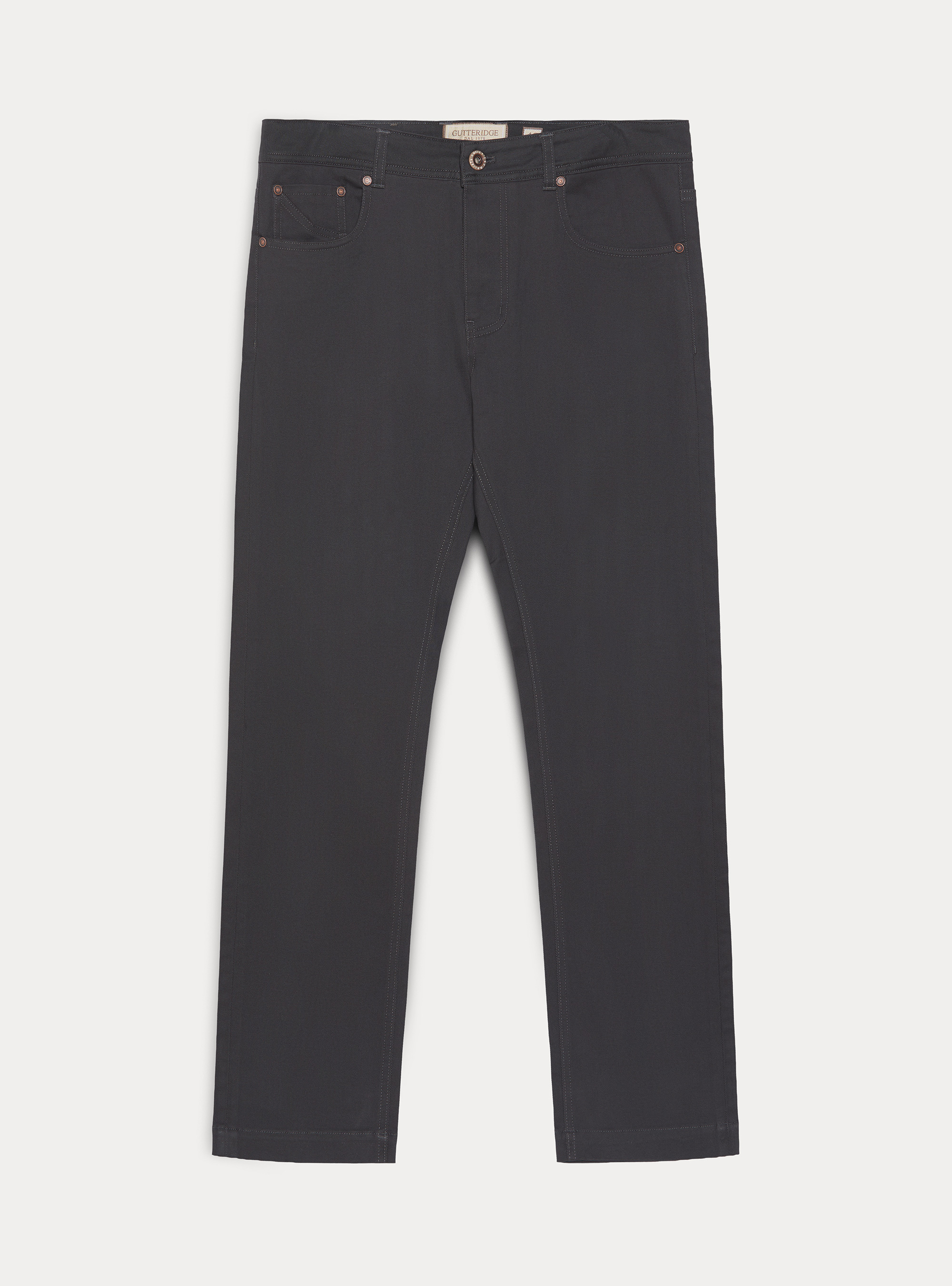 5-pocket textured cotton blend trousers, ASFALTO 0112C
