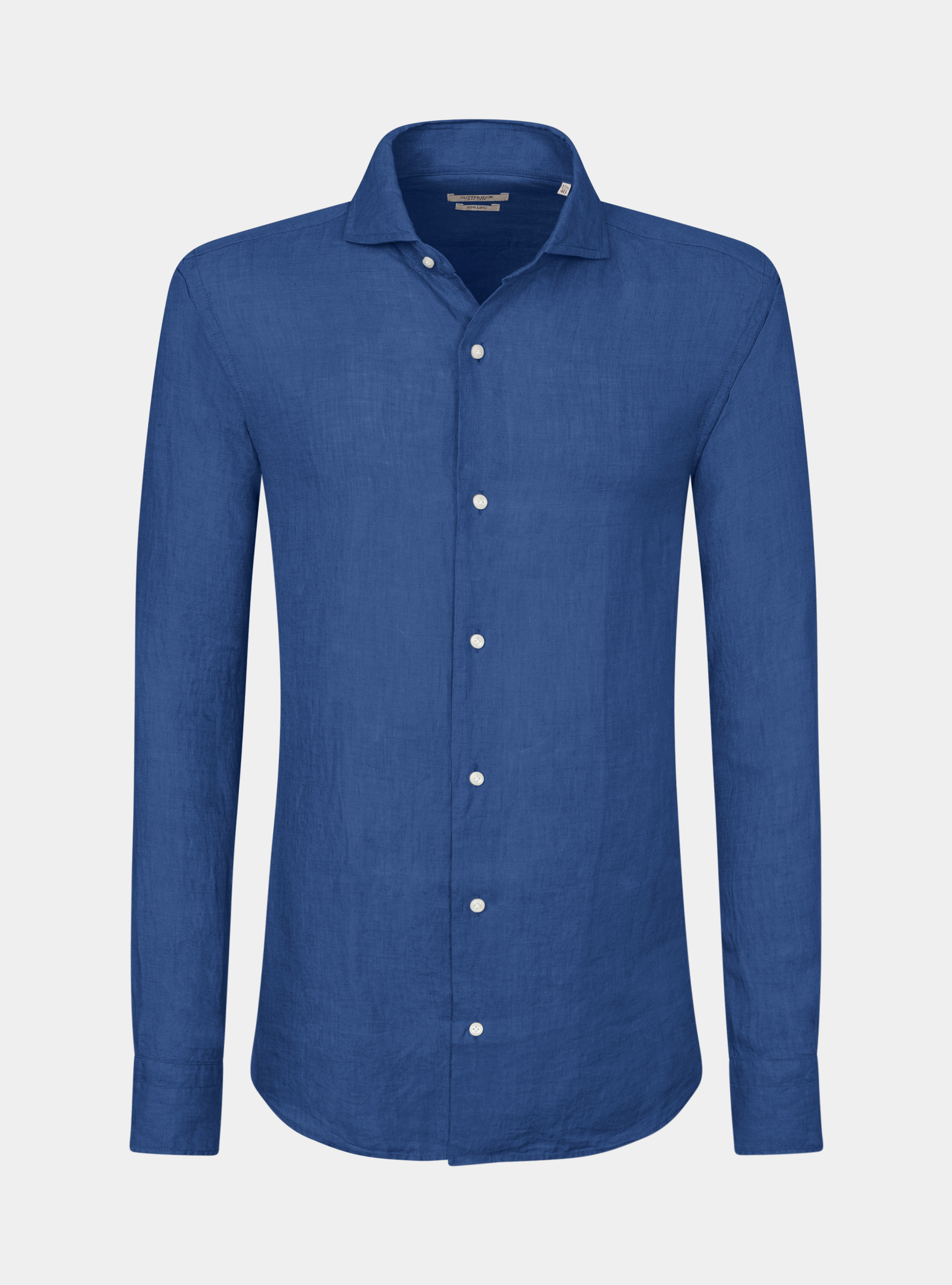 Camicia collo francese in puro lino, BLU