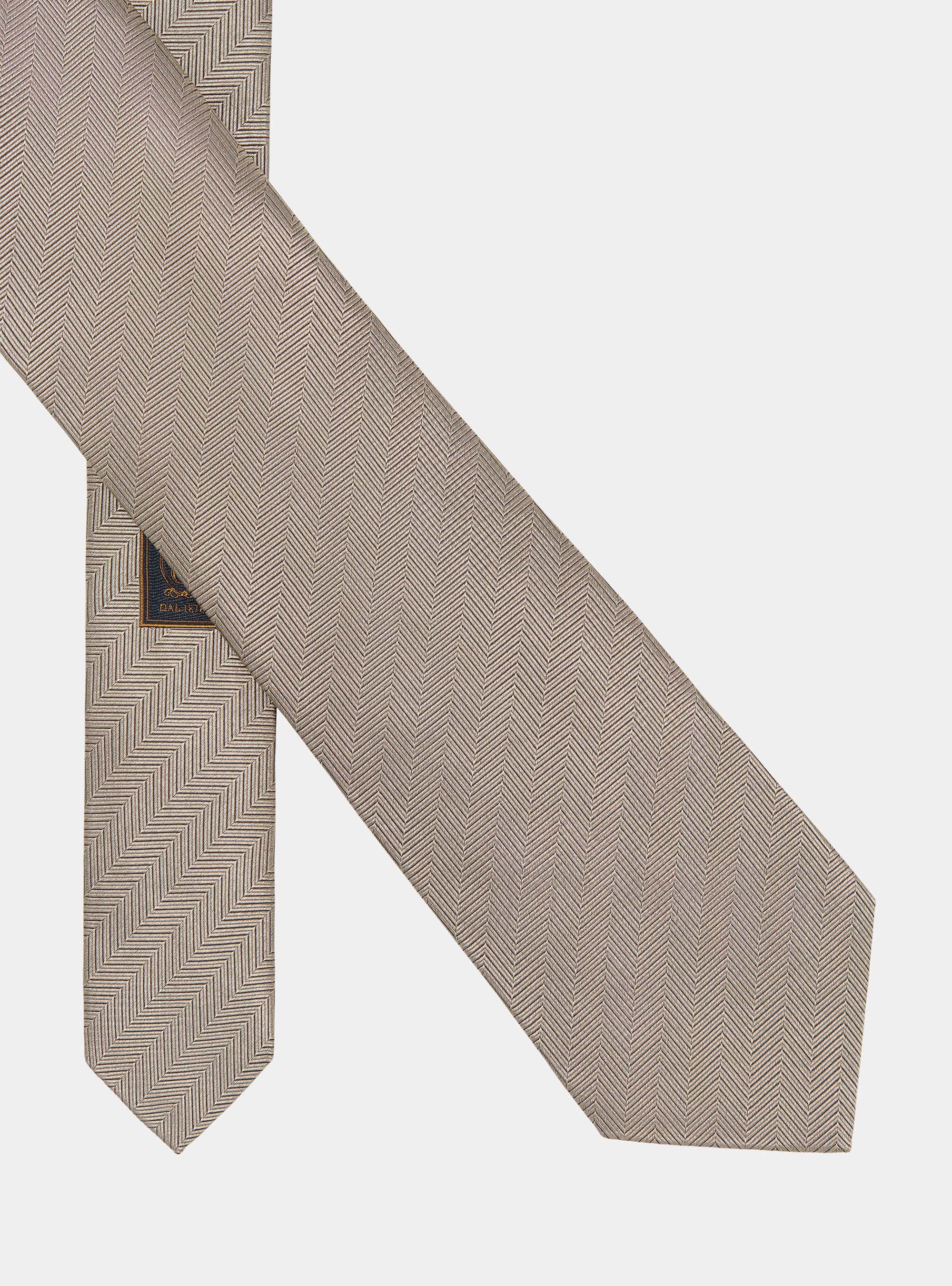 Herringbone silk tie, ECRU