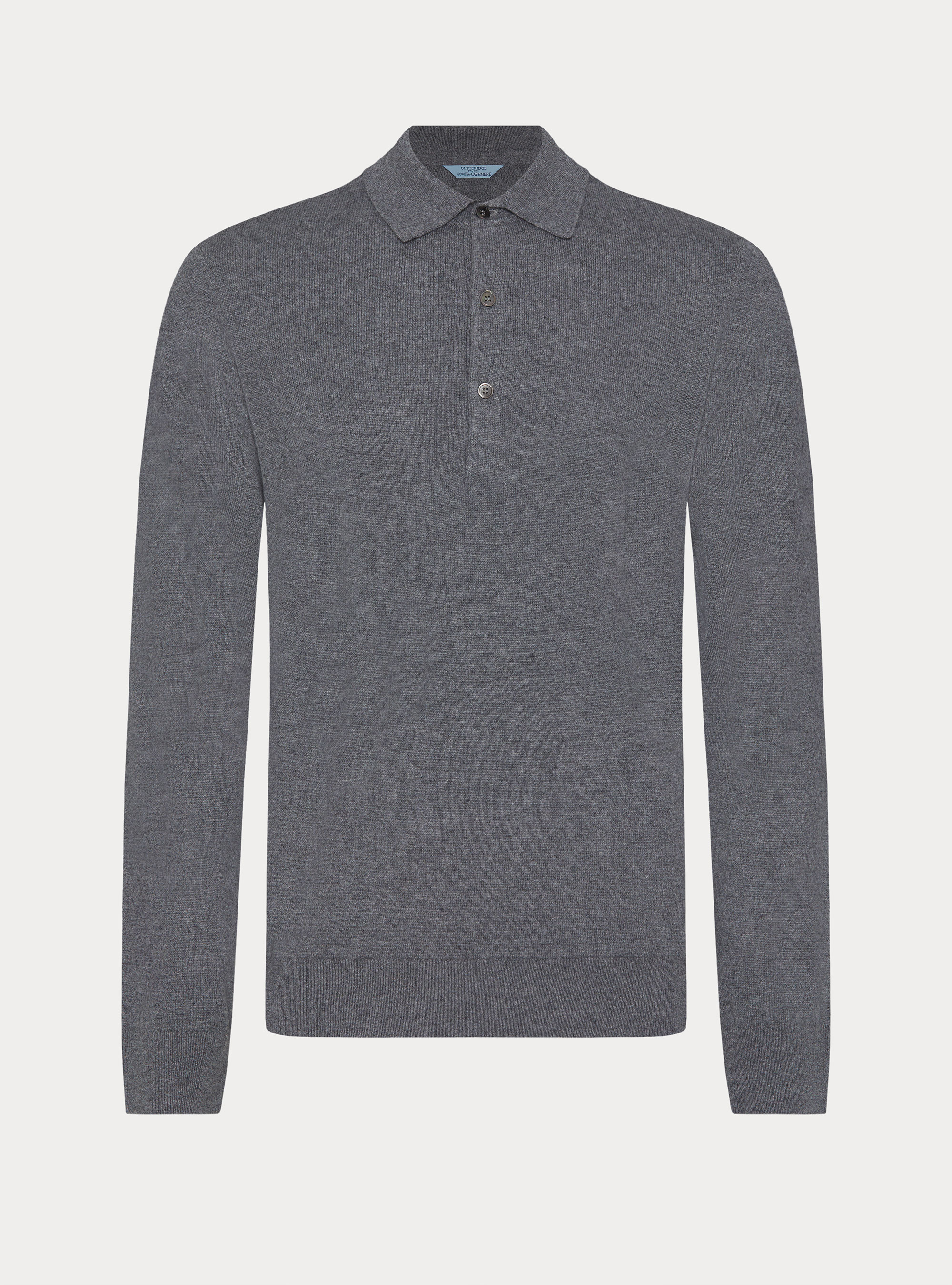 Polo de manga larga de cachemira pura, GRIGIO SCURO 0125C