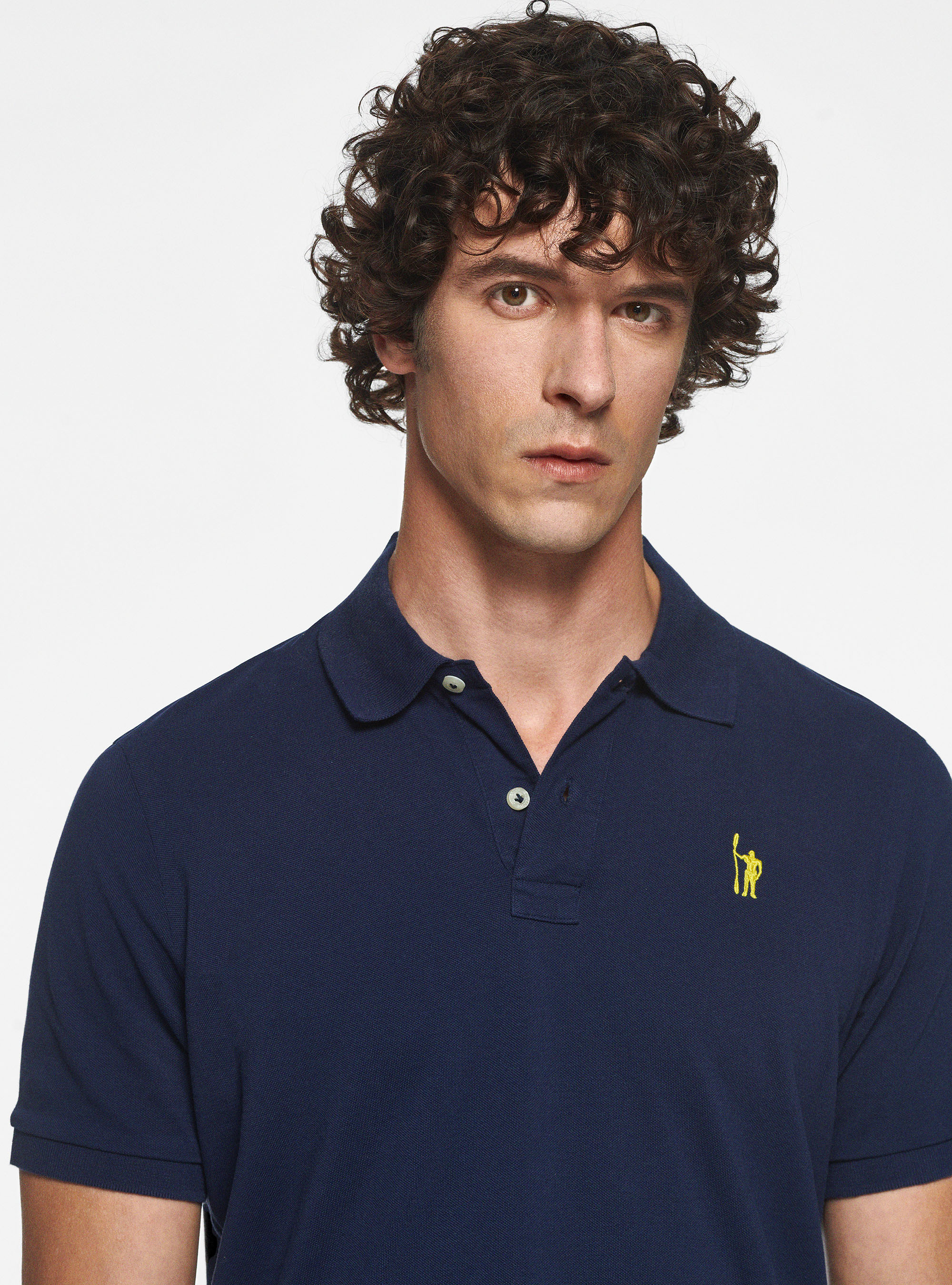 Polo en piqu&eacute; avec broderie, BLEU