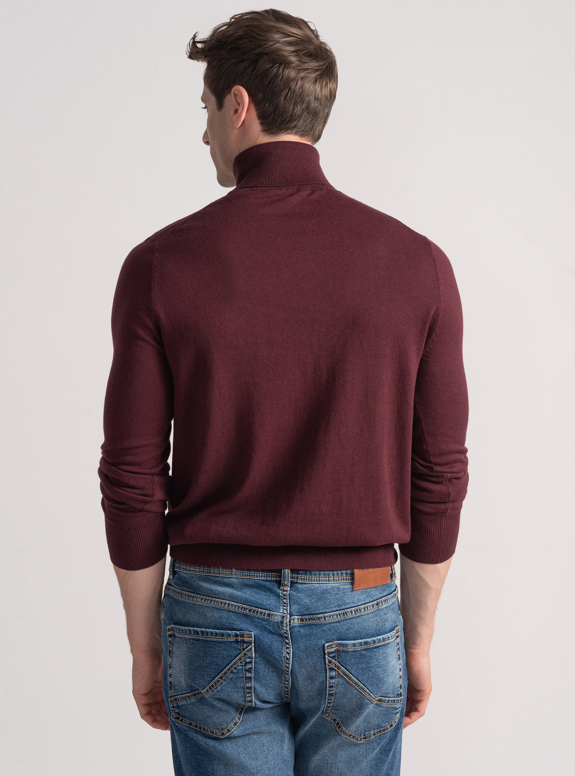 Dolcevita in cotone seta e cashmere, BORDEAUX