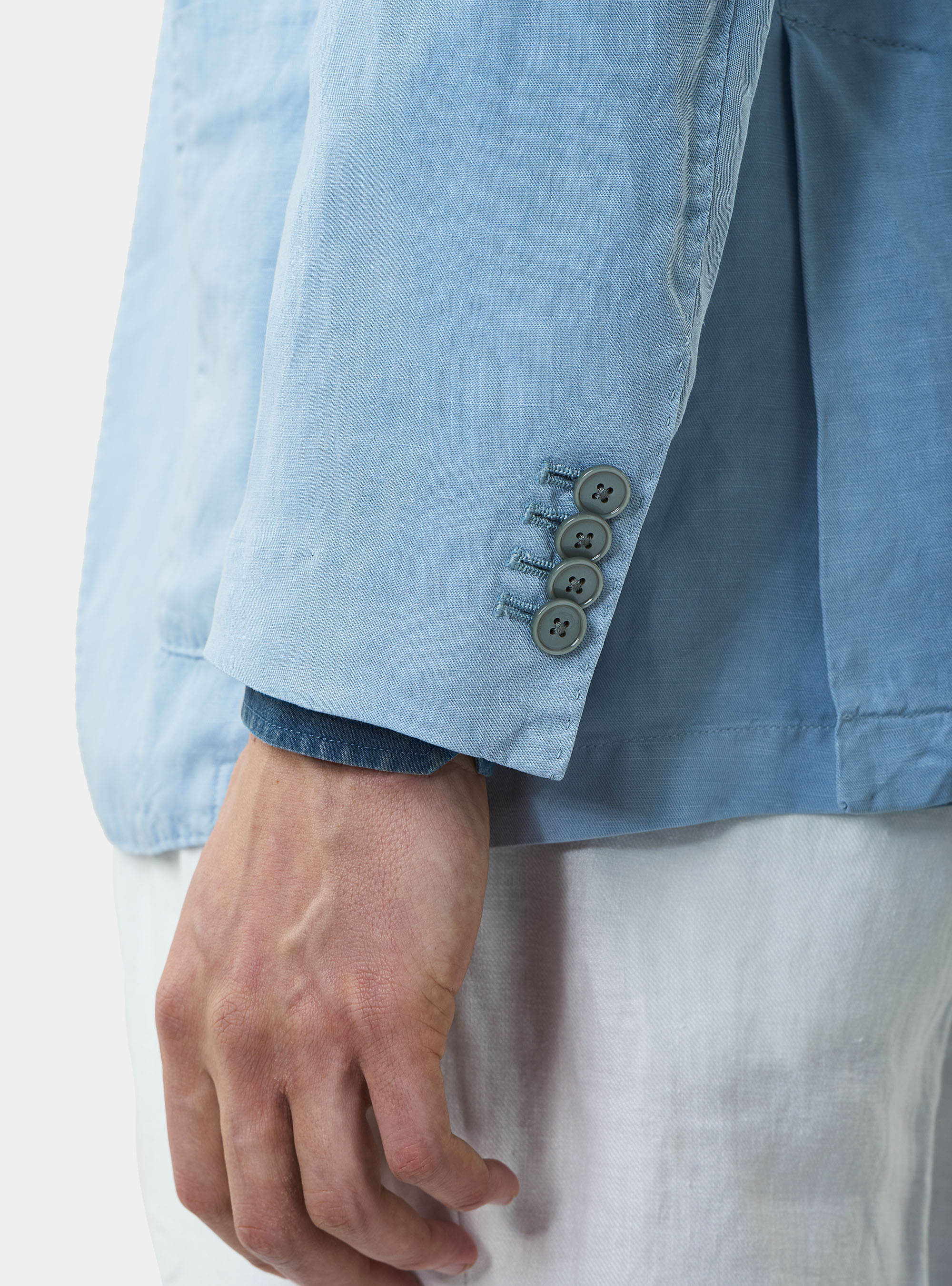 Veste en lin m&eacute;lang&eacute;, BLEU CIEL
