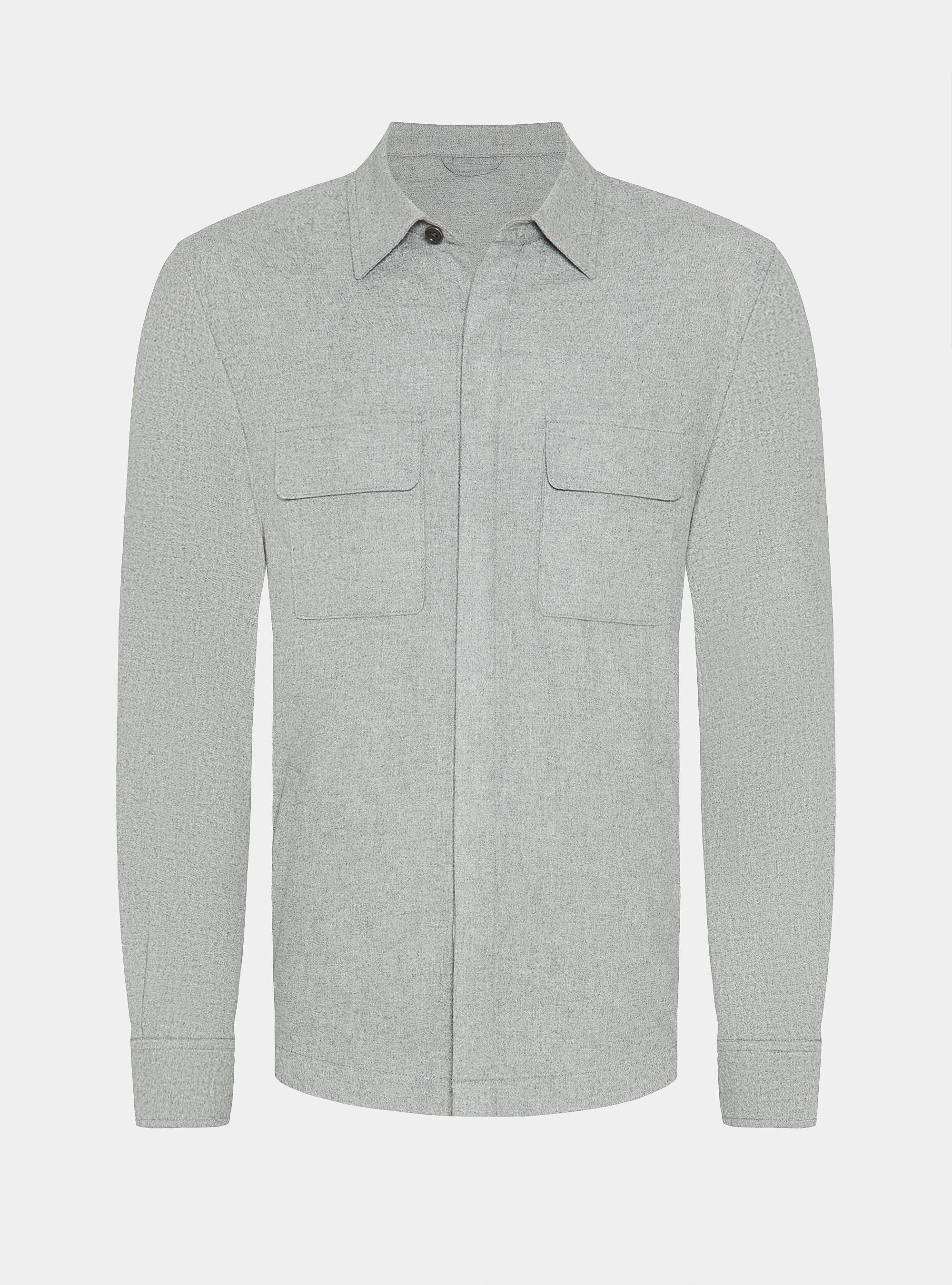 Lightweight shirt jacket in wool blend, GREY