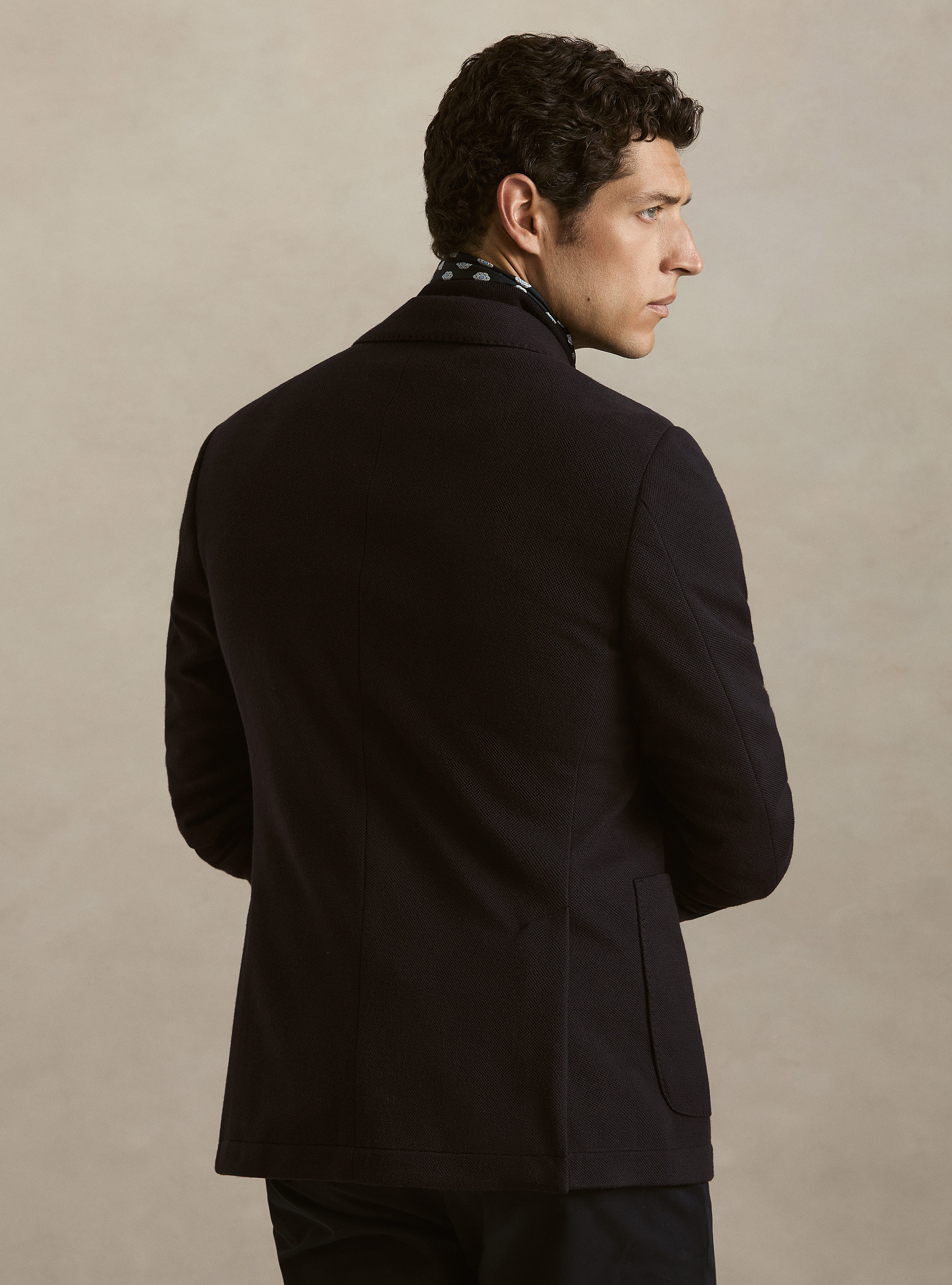 Single-breasted single jersey blazer, NAVY BLUE