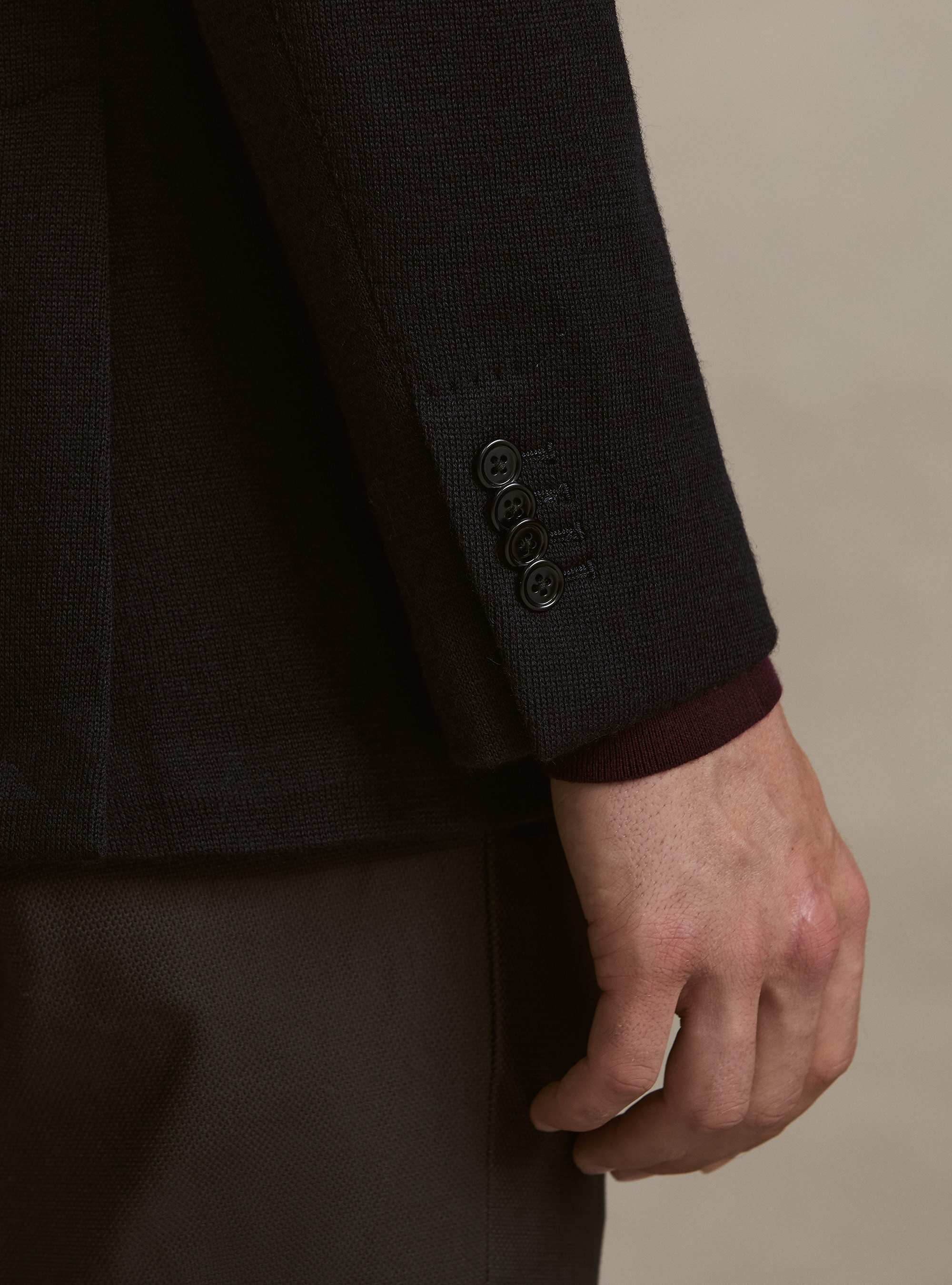 Wool and cotton jersey blazer, NAVY BLUE