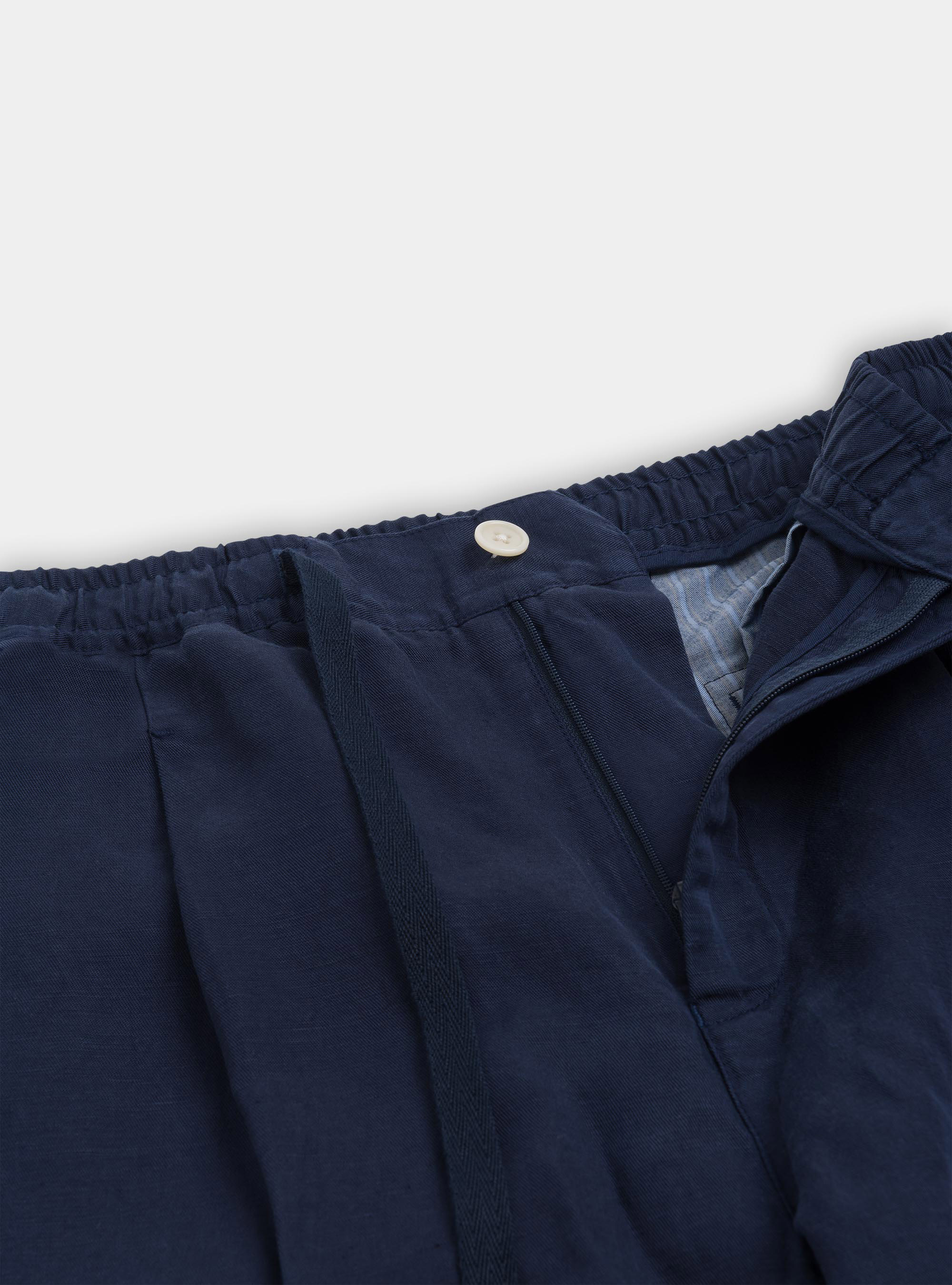 Garment-dyed bermuda shorts with drawstrings, NAVY BLUE