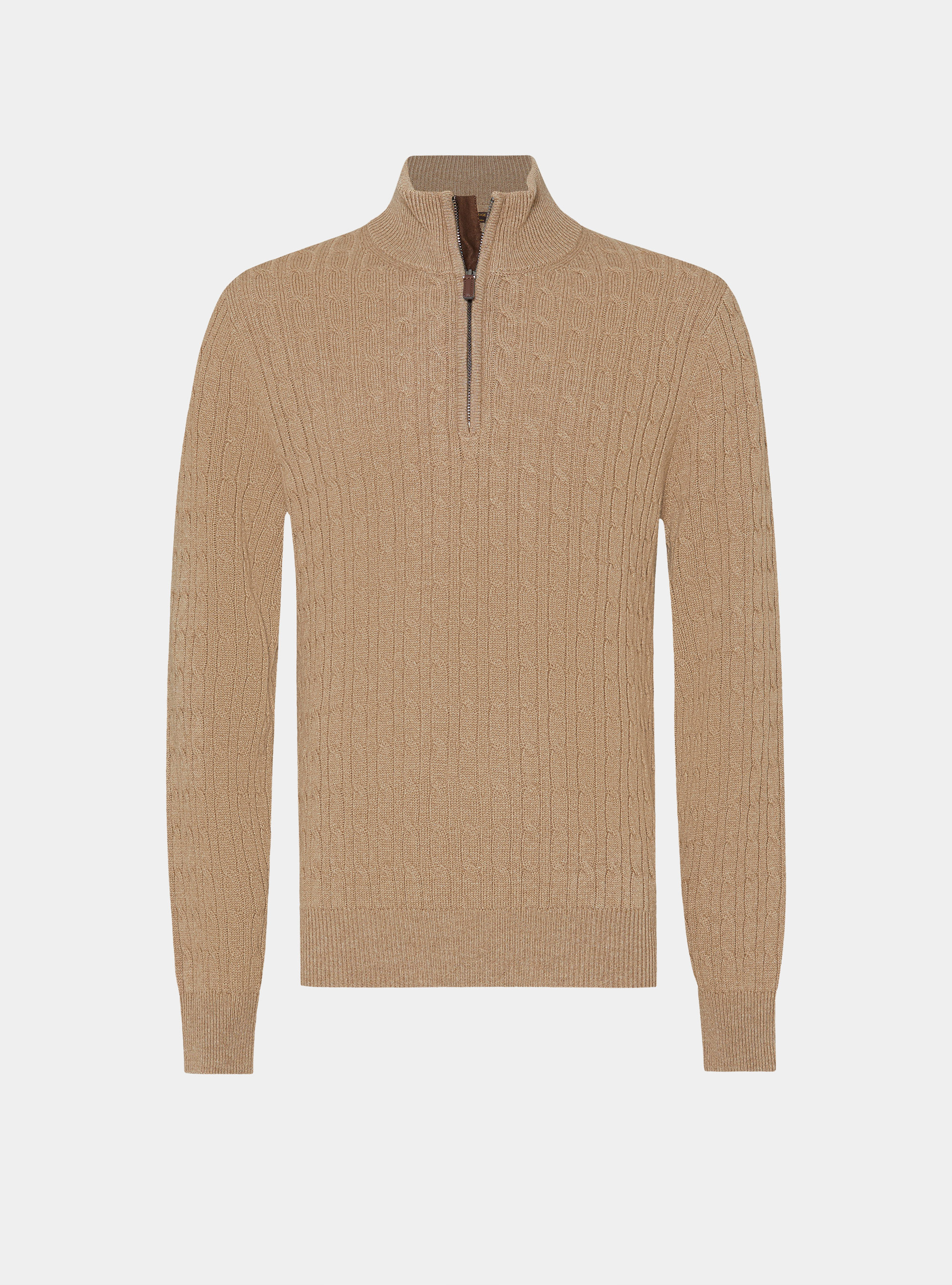 Sweater with mock neck and cashmere wool braid, CAMMELLO 0570C