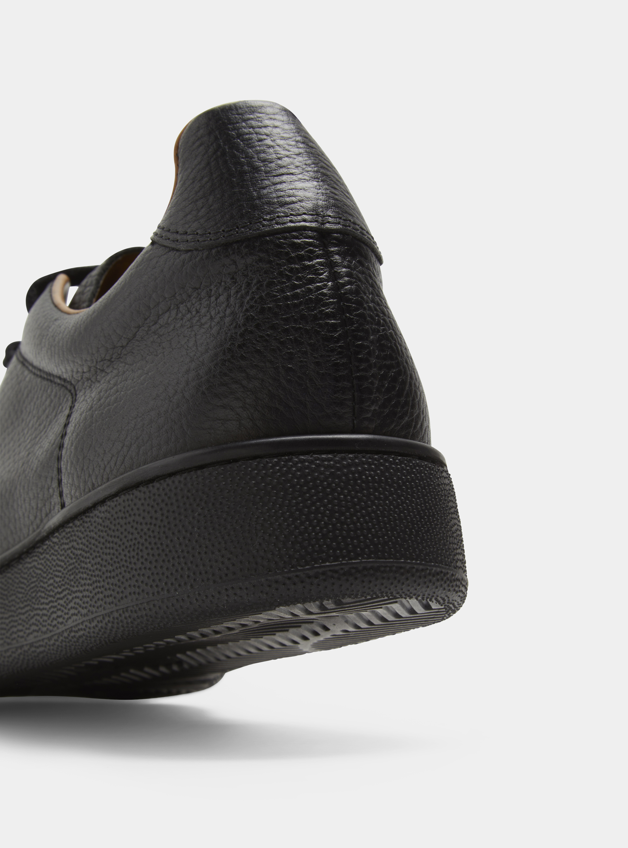 Grained leather trainers, BLACK