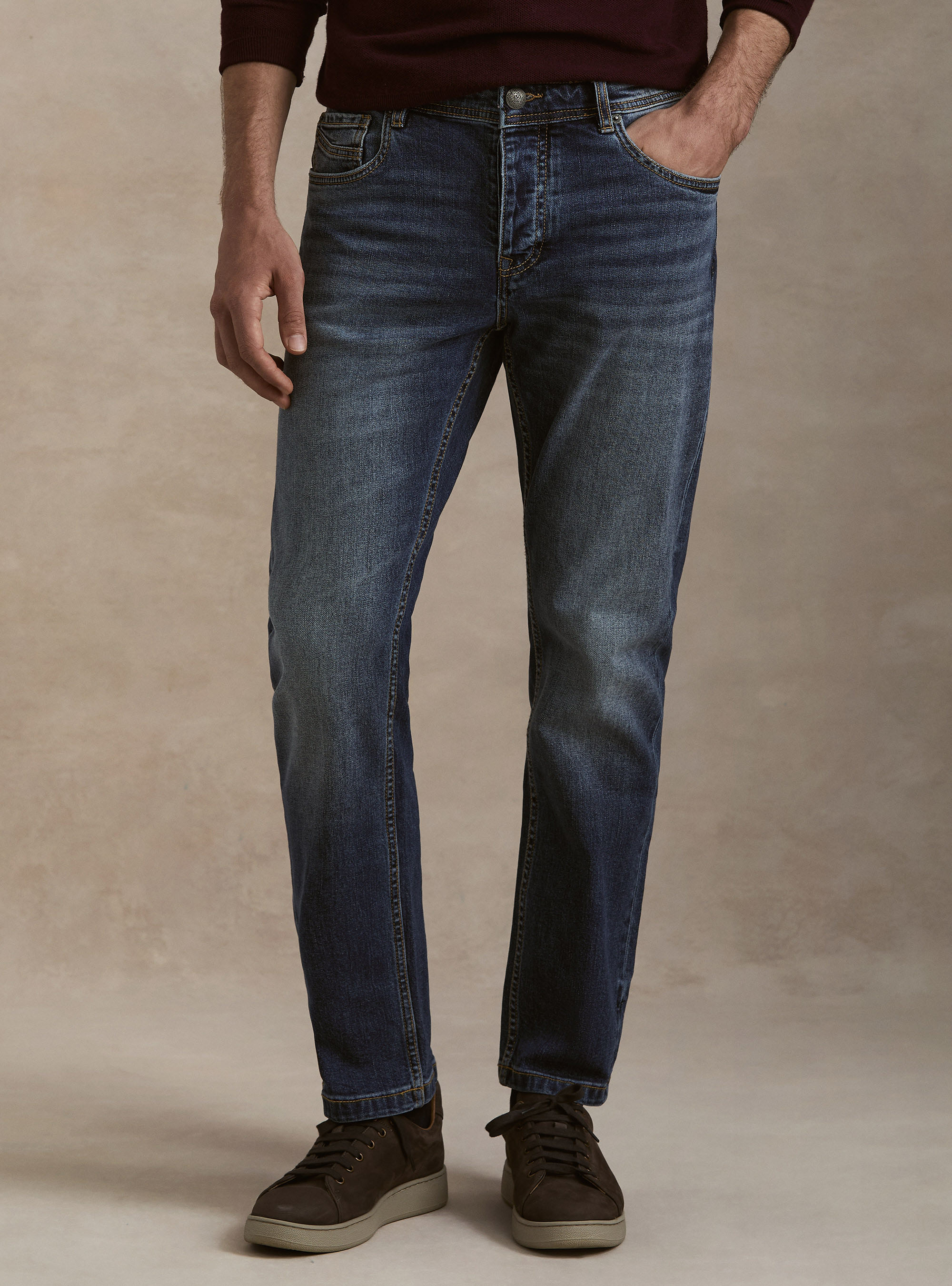 Denim en coton stretch, BLEU MARINE