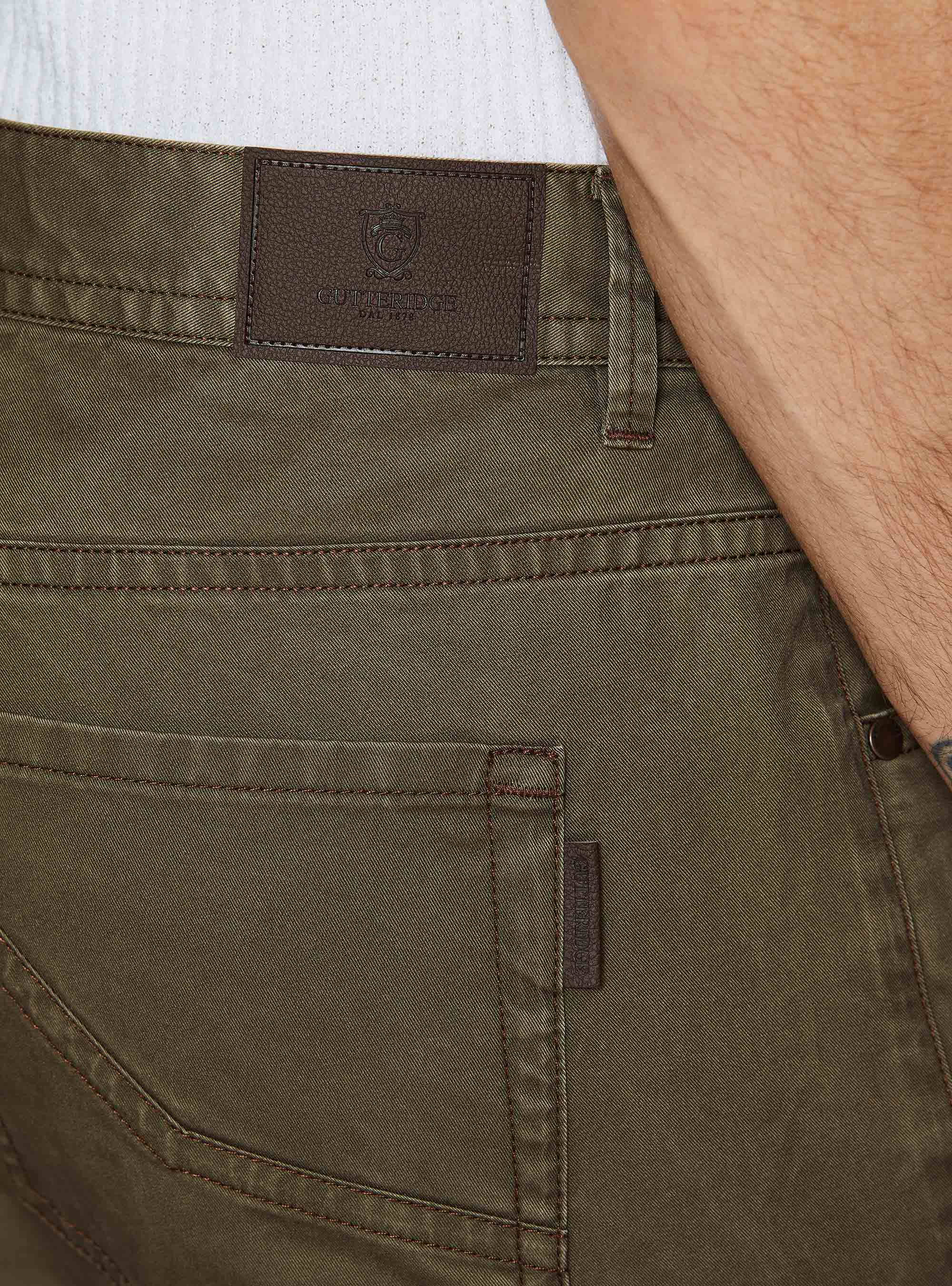 Slim fit cotton trousers, OLIVE