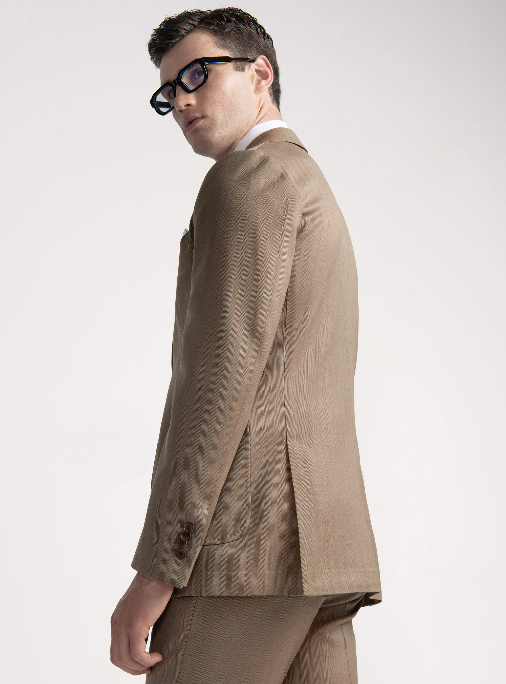 Vitale Barberis Canonico wool herringbone suit blazer, TERRACOTTA