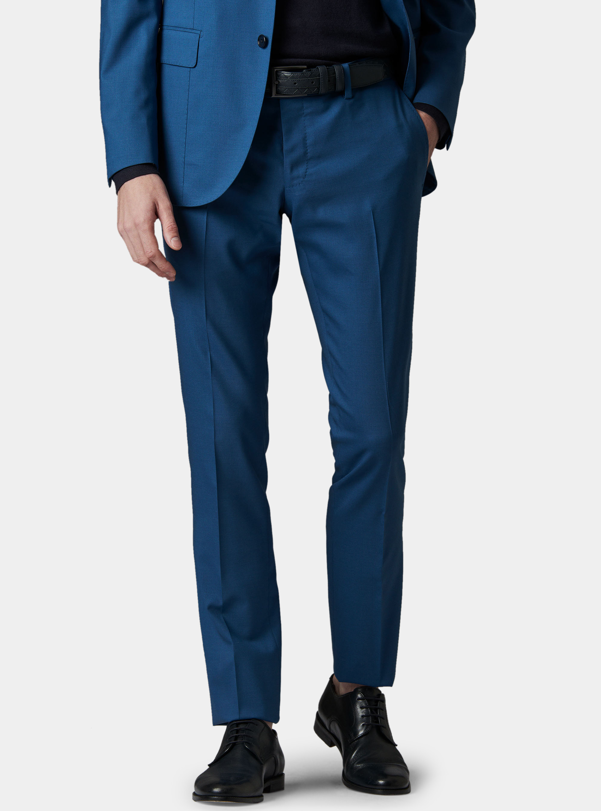 Pantaloni in pura lana superfine 120, BLU ROYAL