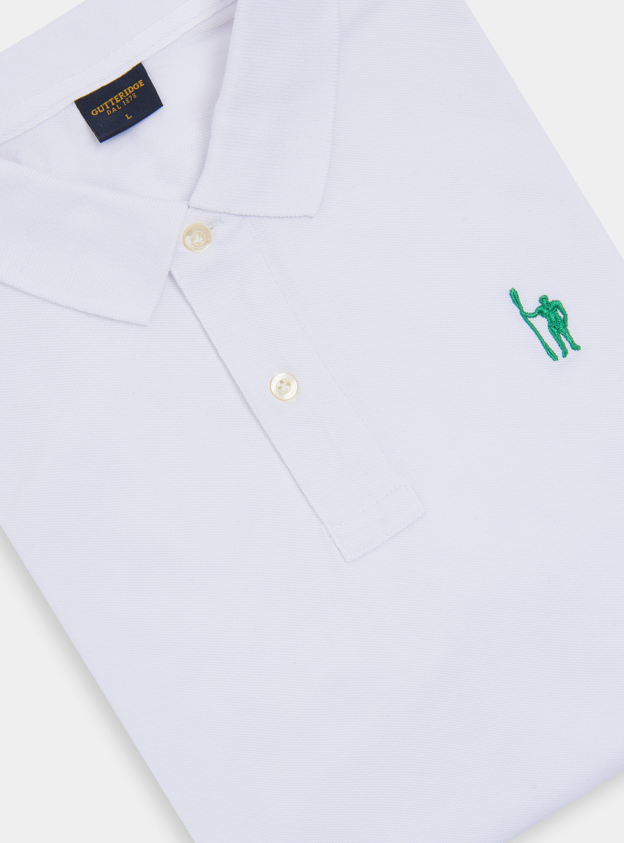 Polo cl&aacute;sico de piqu&eacute; de algod&oacute;n con bordado, BLANCO