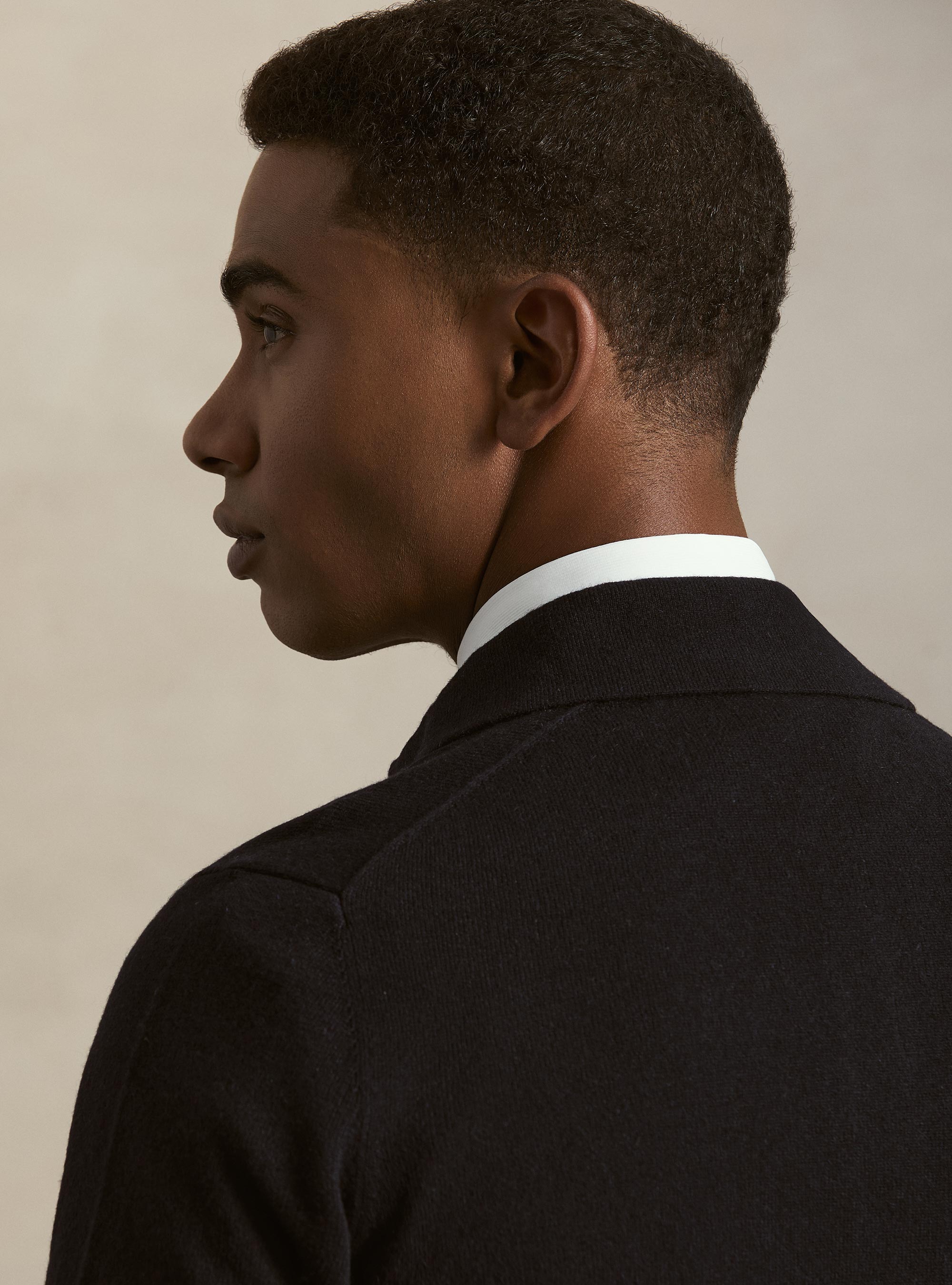 Long-sleeve polo shirt made of pure cashmere, NAVY BLUE