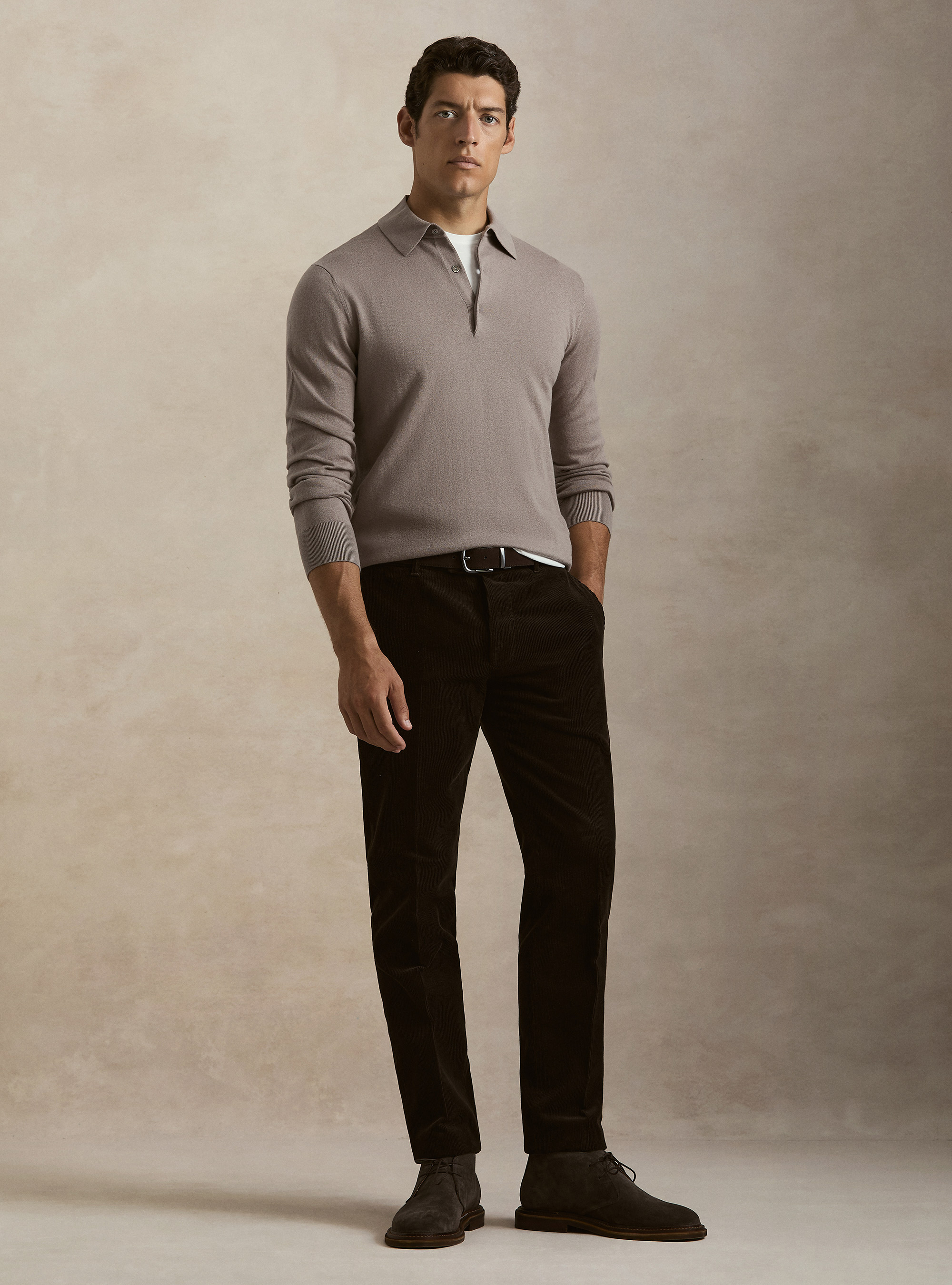 Polo in maglia di cotone e cashmere, FANGO 0568C