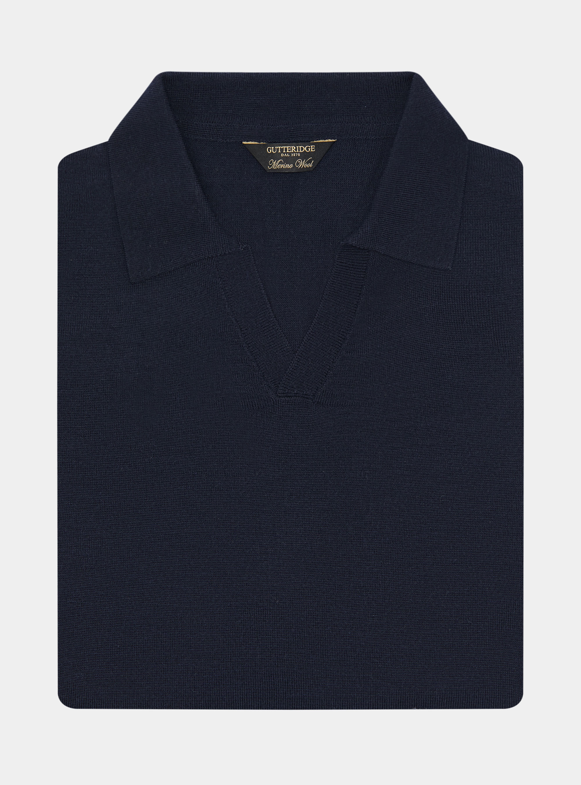 Buttonless merino polo, NAVY BLUE