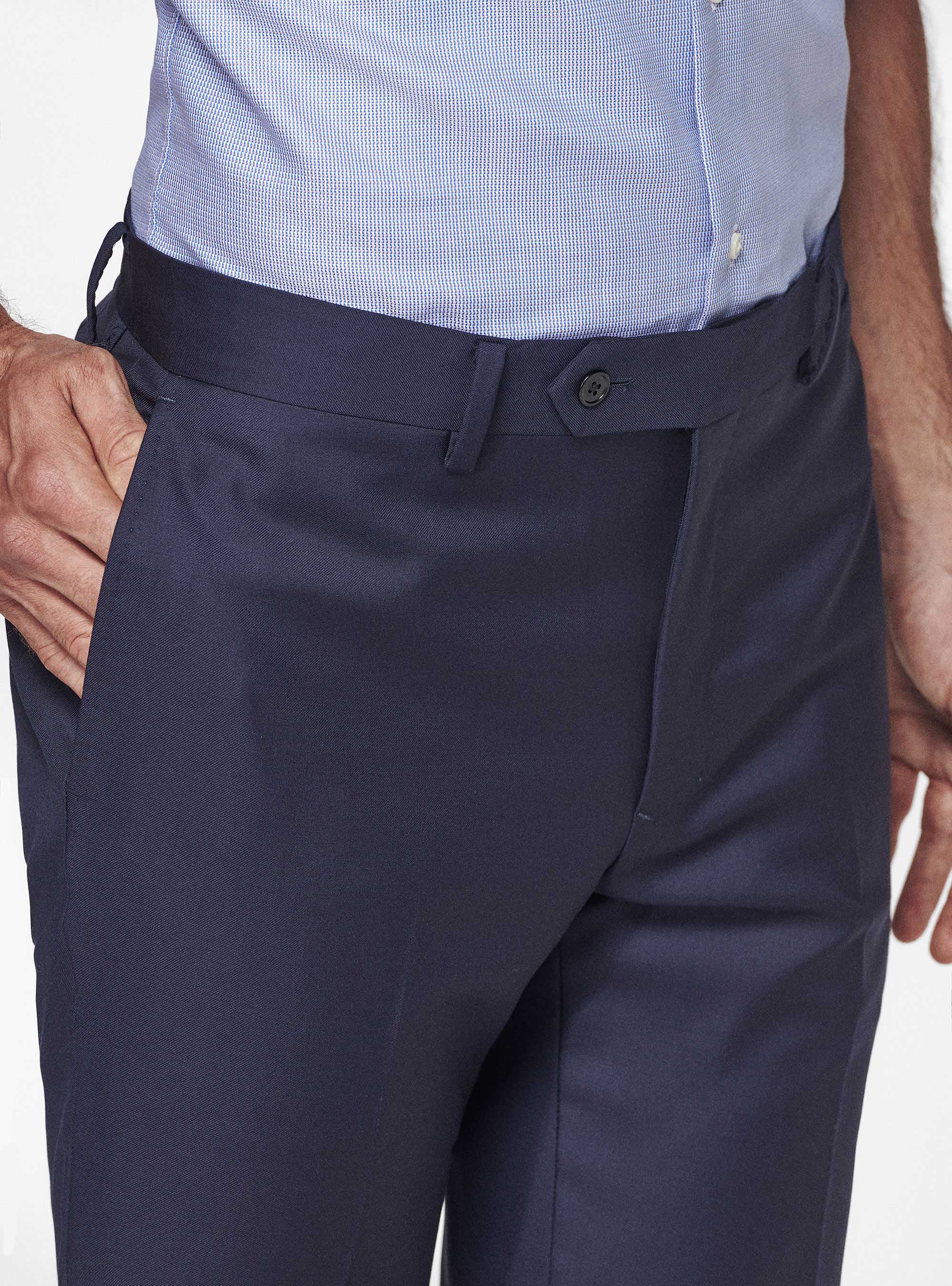 Pantaloni drop 4 in pura lana Vitale Barberis Canonico, BLU NAVY