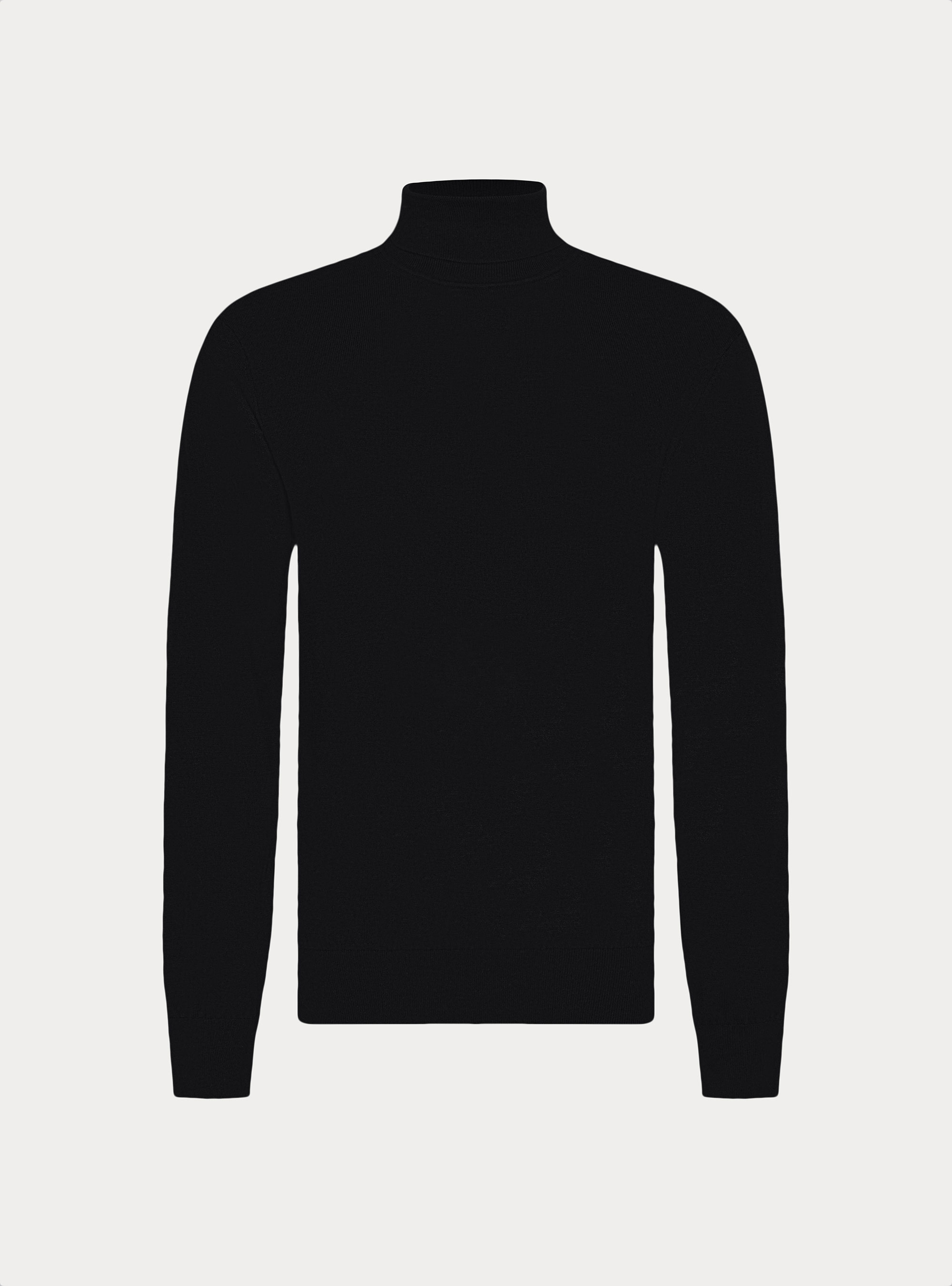 Cotton and Cashmere Turtleneck, BLACK