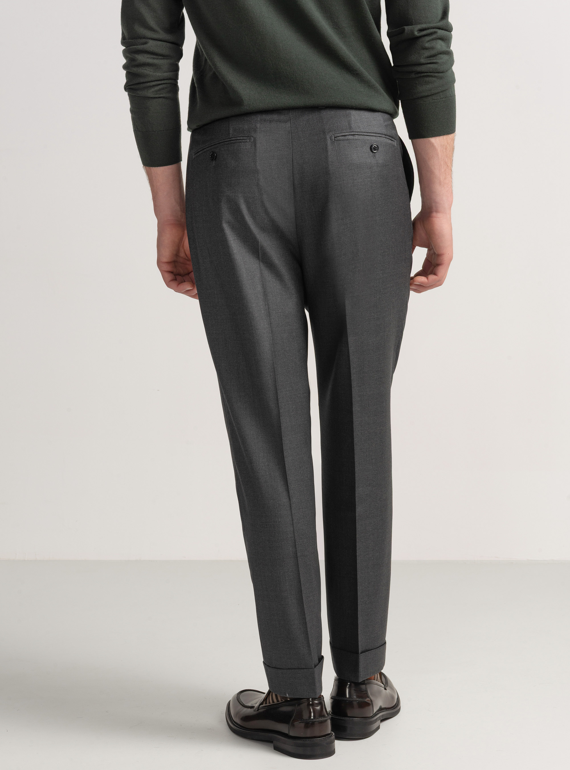Vitale Barberis Canonico wool pleat trousers, ASPHALT GREY