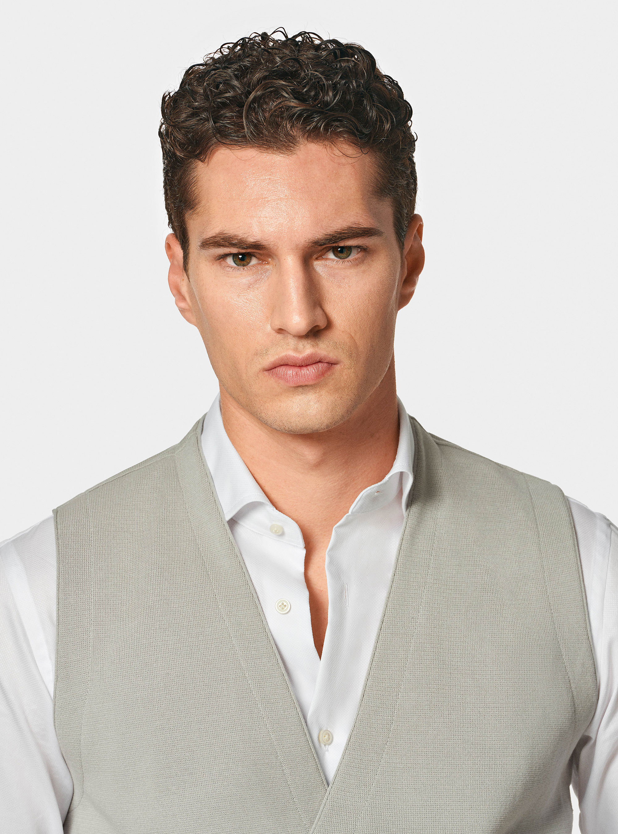 Gilet doppiopetto in maglia di cotone, PERLA 0178C