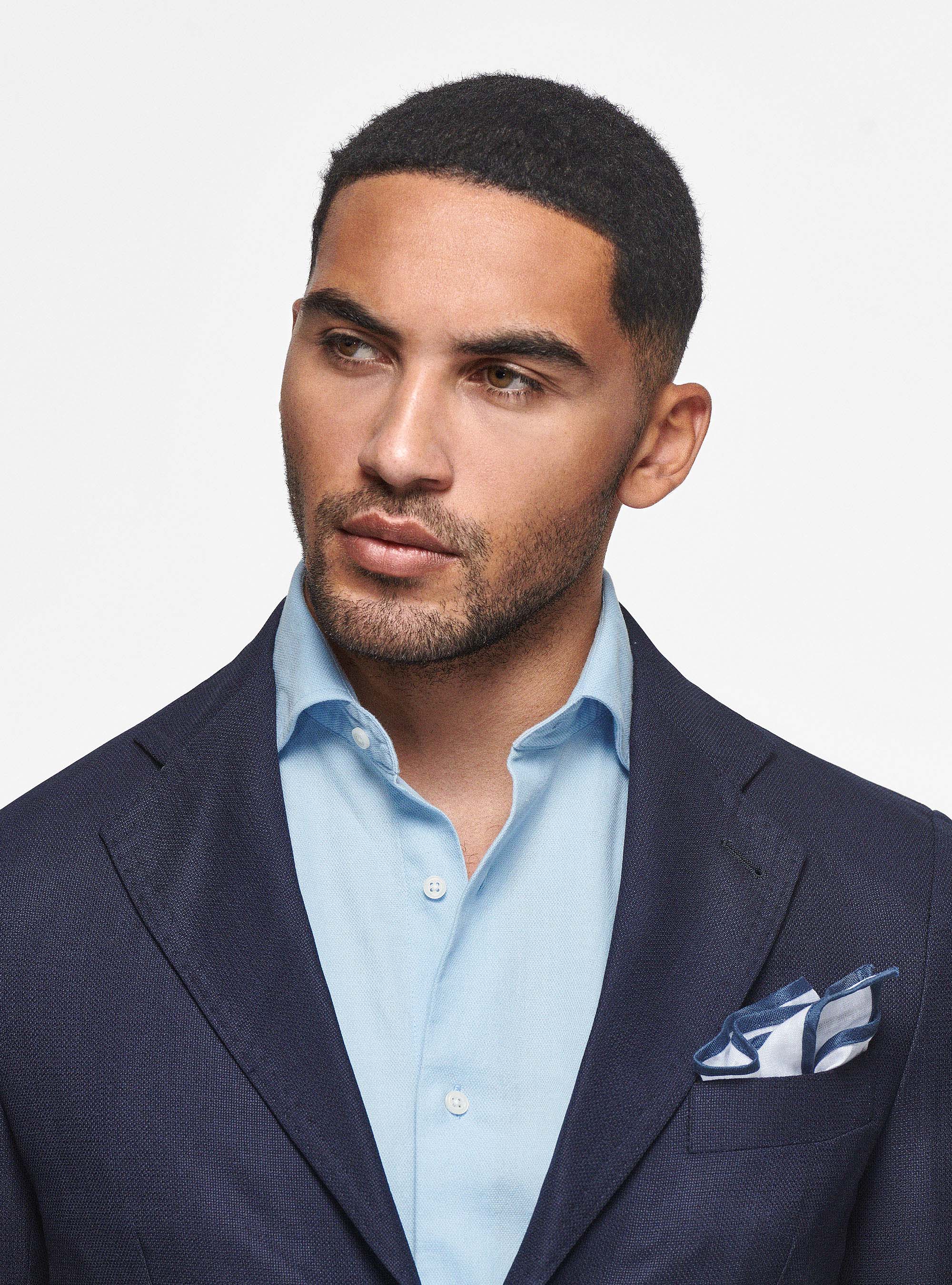 Giacca in lana micro texture, BLU NAVY