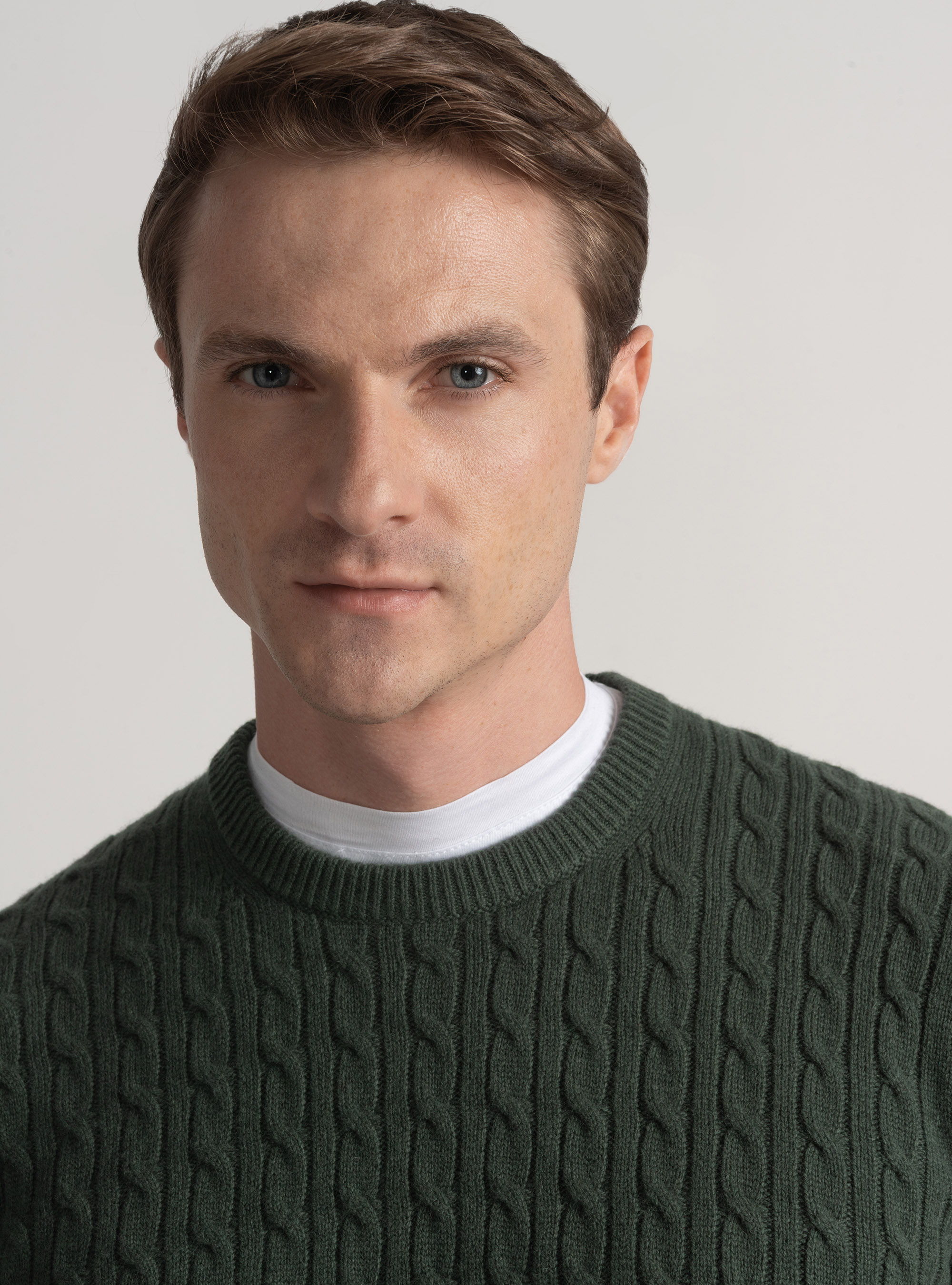 Crew-neck sweater with wool and cashmere braid, MILITARE 0609C
