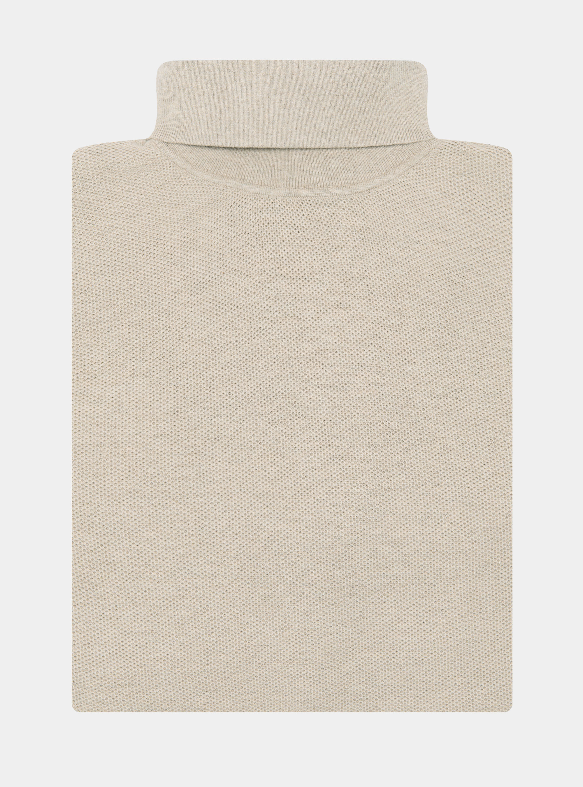 Rollkragenpullover mit Wabenmuster aus Baumwollkaschmir, ECRU 0560C