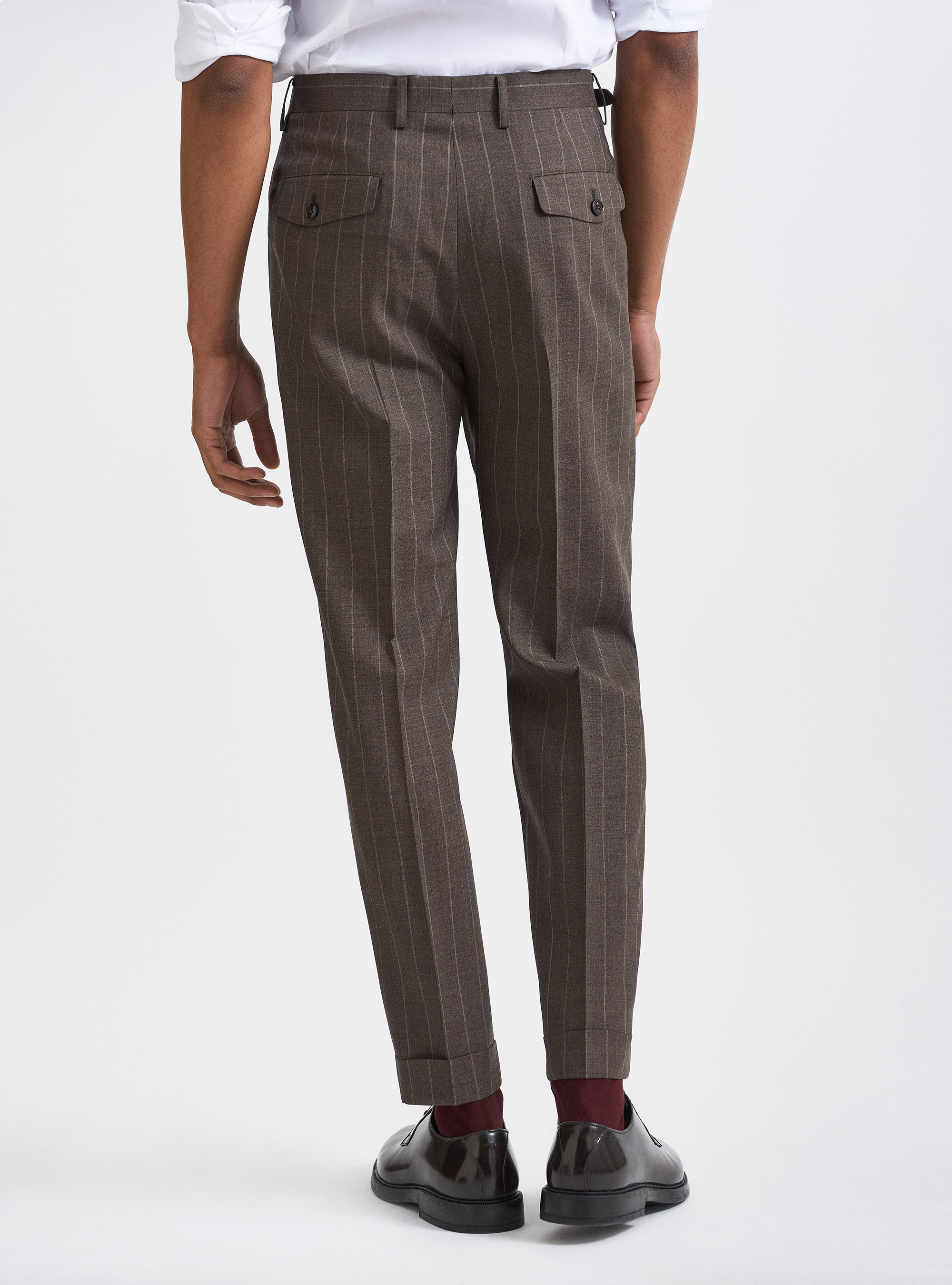 Pure wool pinstripe suit trousers Vitale Barberis Canonico, BROWN