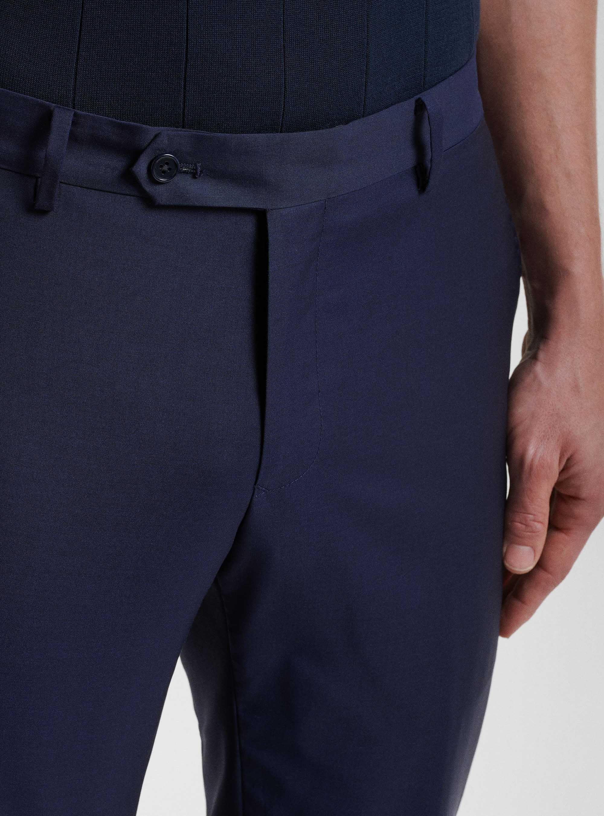 Pantalon de costume en pure laine superfine 130's Reda, BLEU MARINE