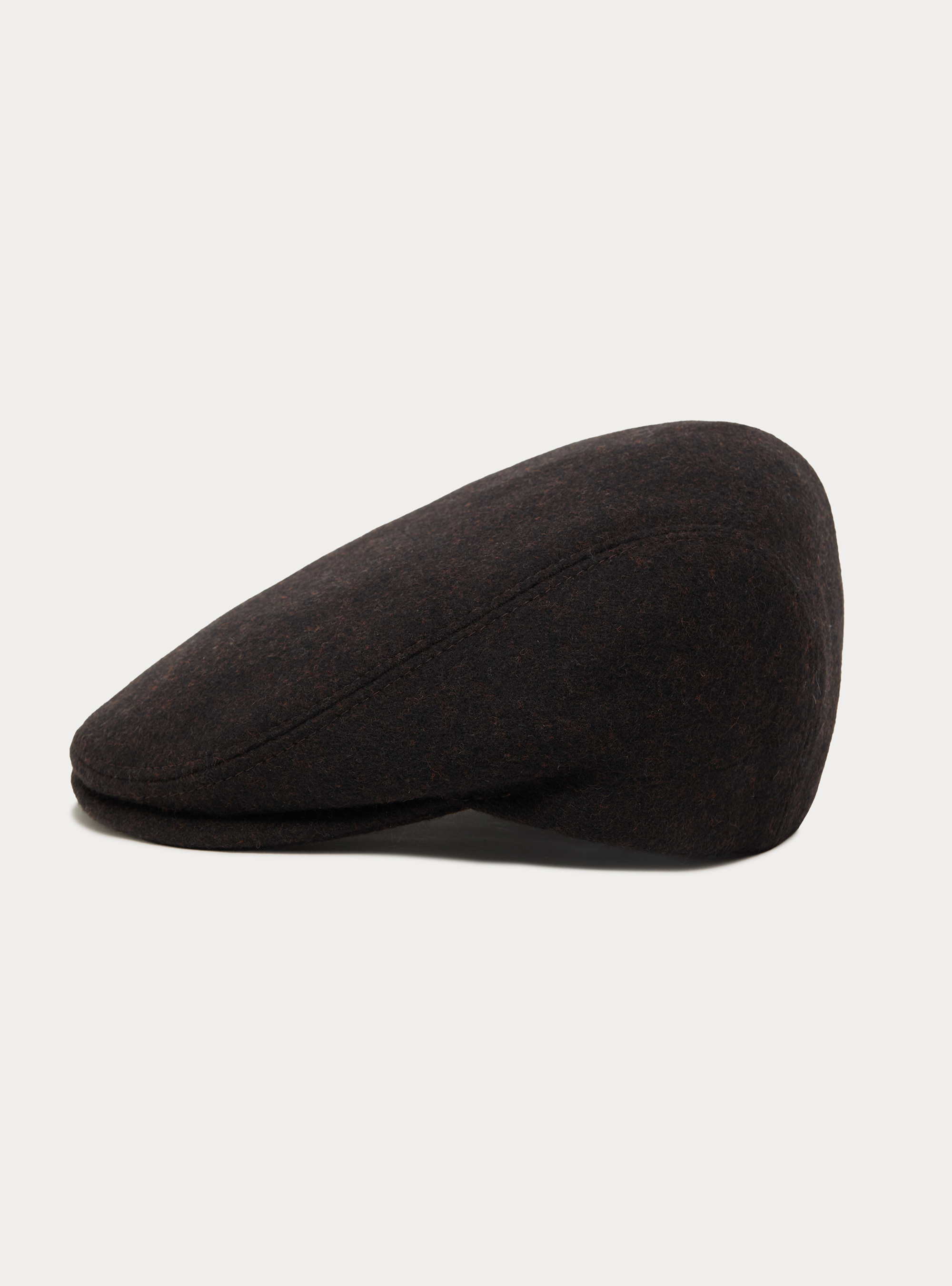 Solid color wool blend flat cap, BROWN