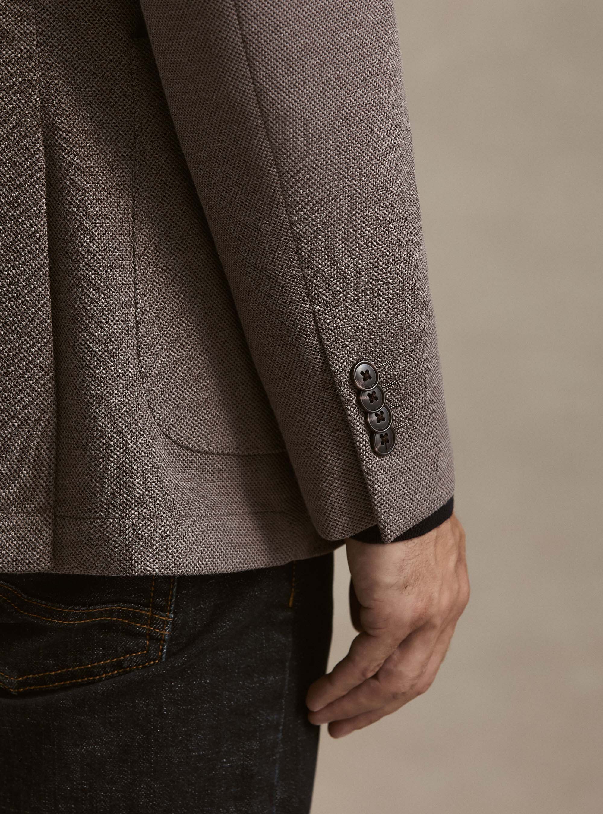 Single-breasted single jersey blazer, BROWN