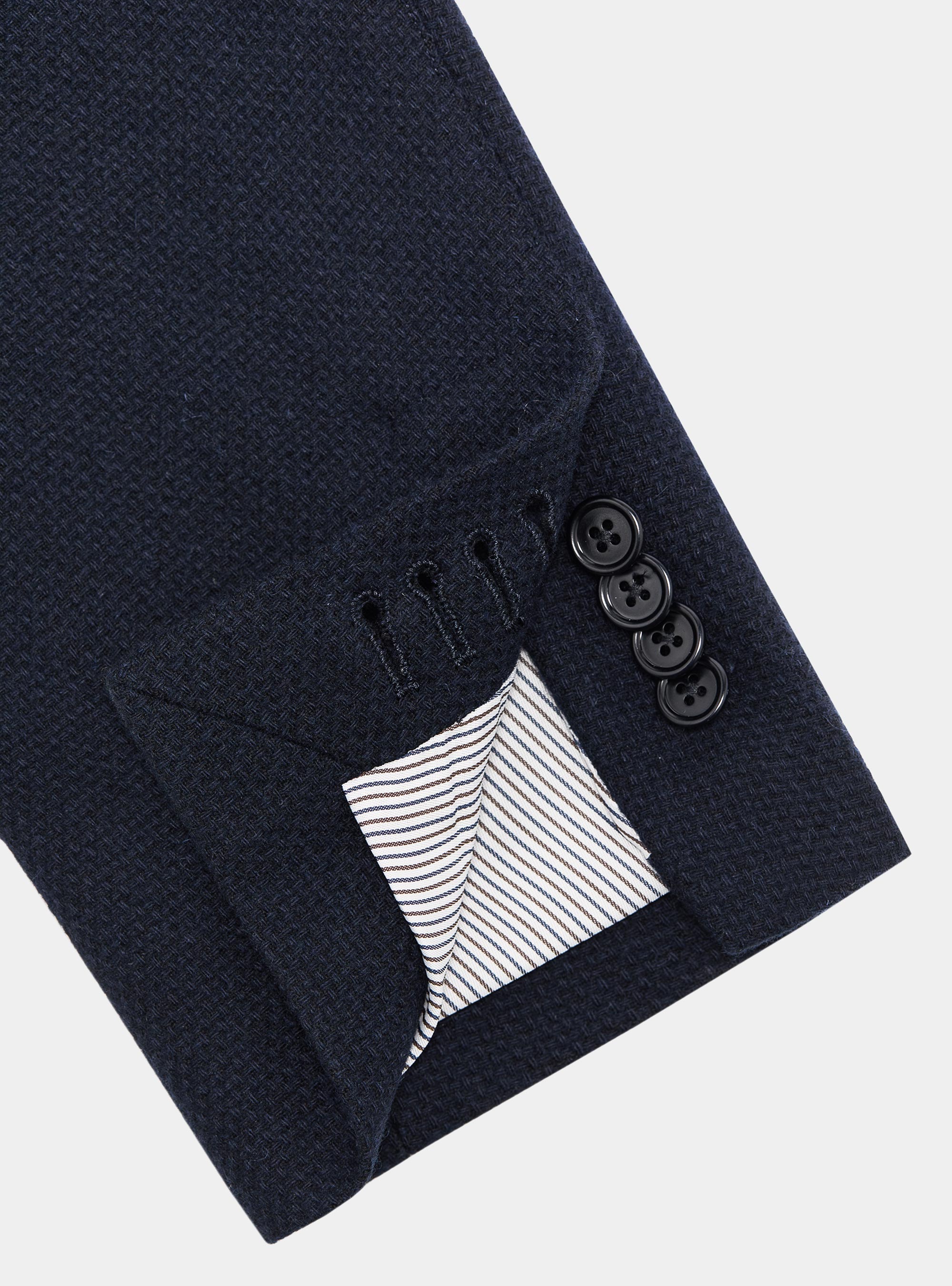 Giacca hopsack in lana cotone e cashmere, BLU NAVY