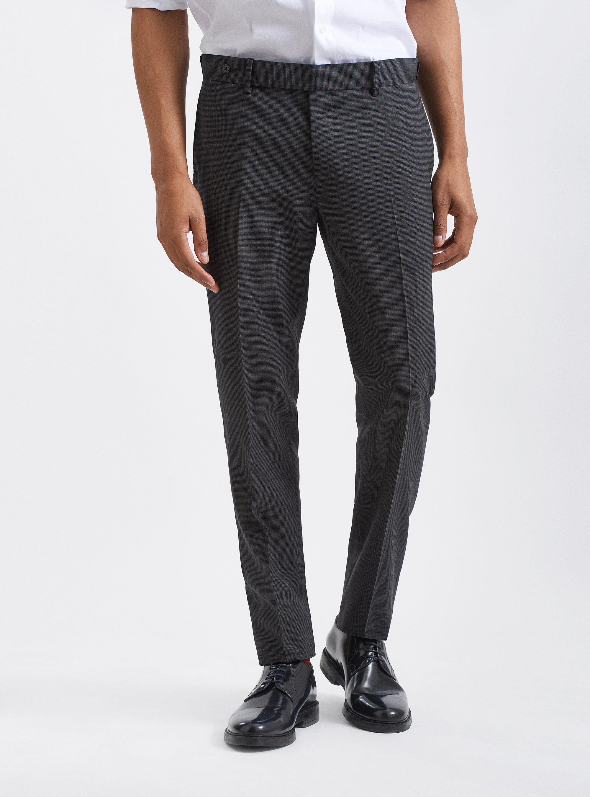 Marlane wool suit trousers in micro houndstooth, ASPHALT GREY