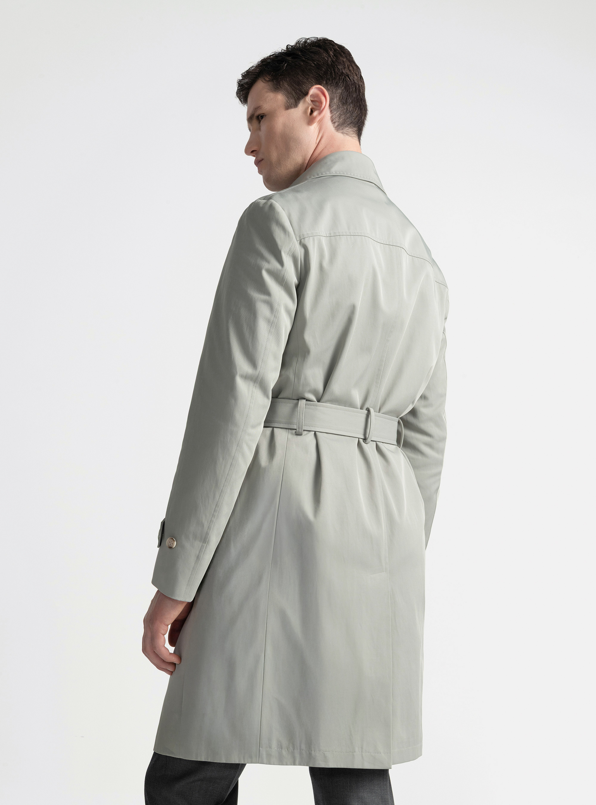 Trench in twill di cotone, SALVIA 0602C
