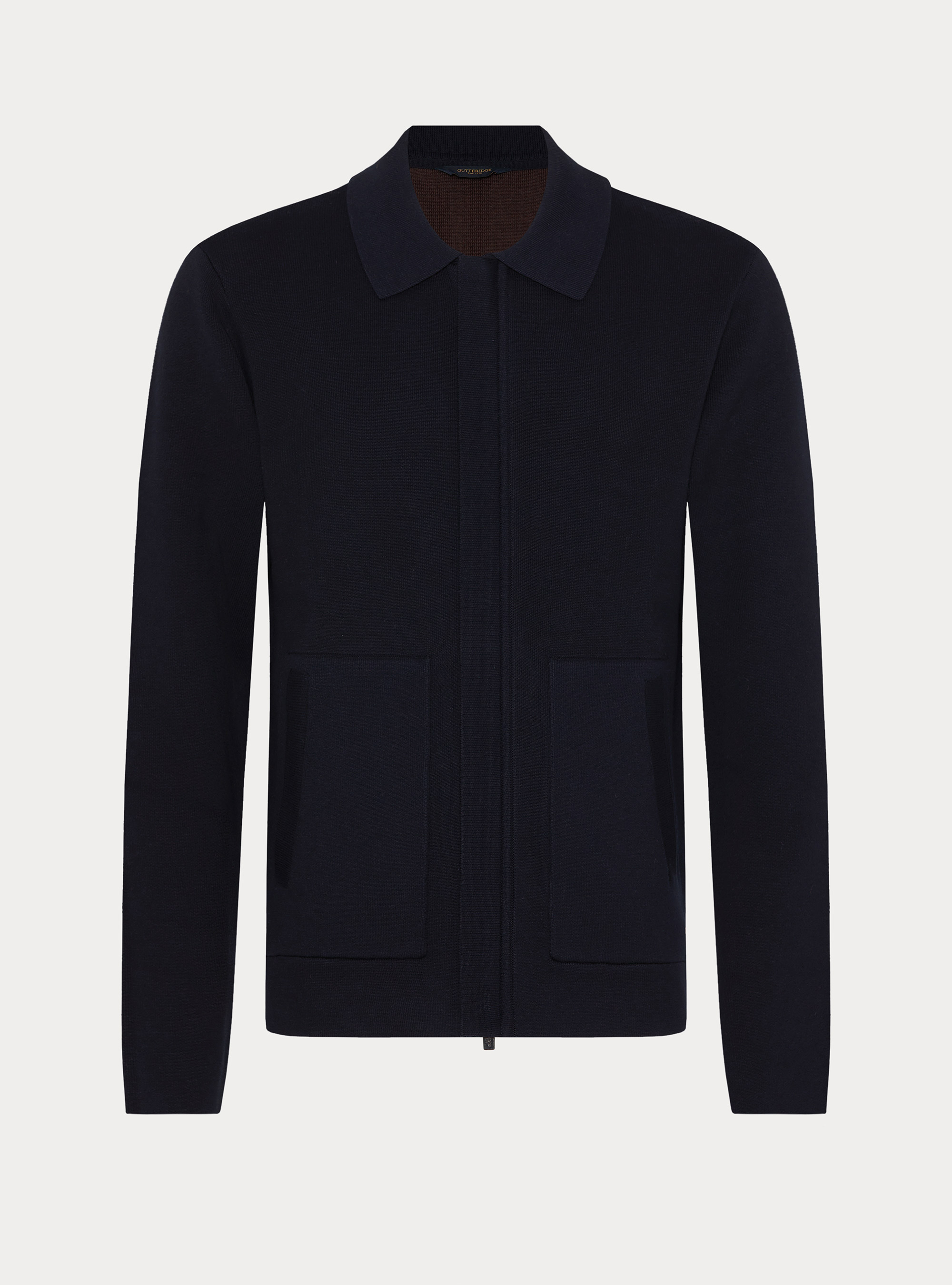 Bomber in maglia in misto cotone, BLU NAVY