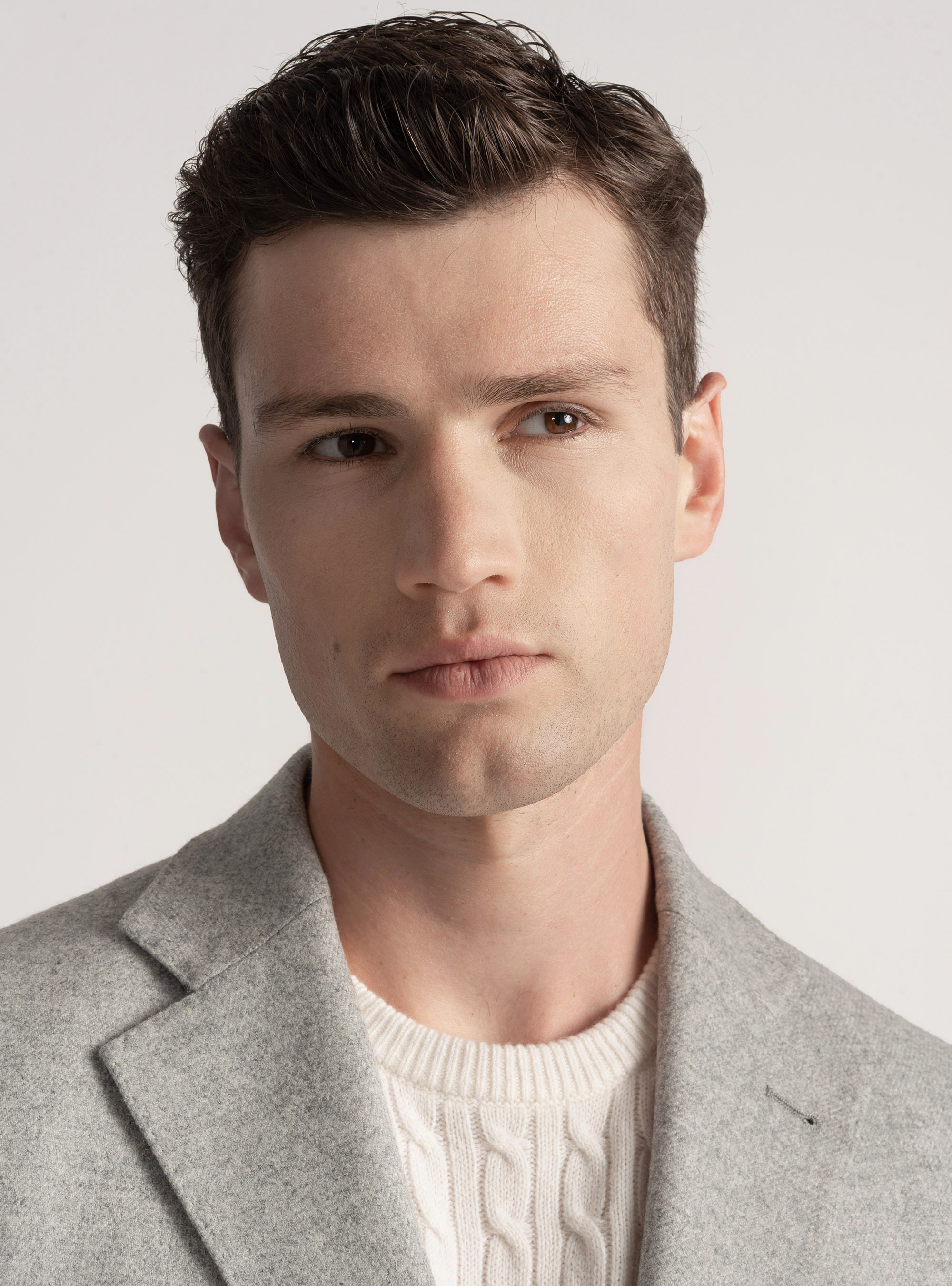 Wool-blend flannel blazer, LIGHT GREY MELANGE