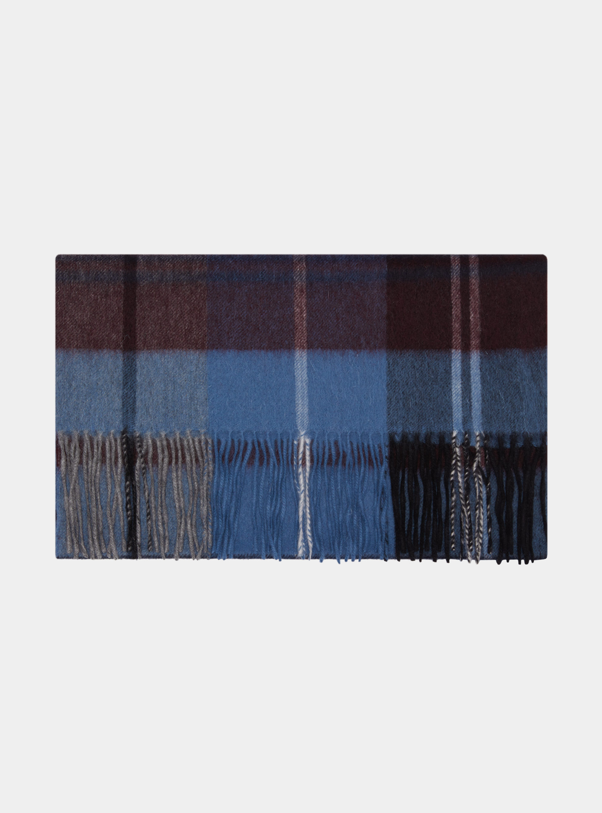 Wool and cashmere checked scarf, BLUE
