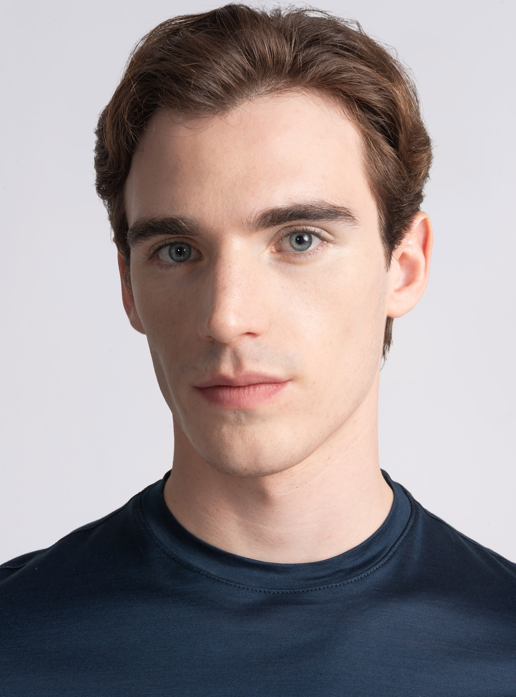 Kurz&auml;rmeliges T-Shirt aus schottischem Garn, NAVY 0218C
