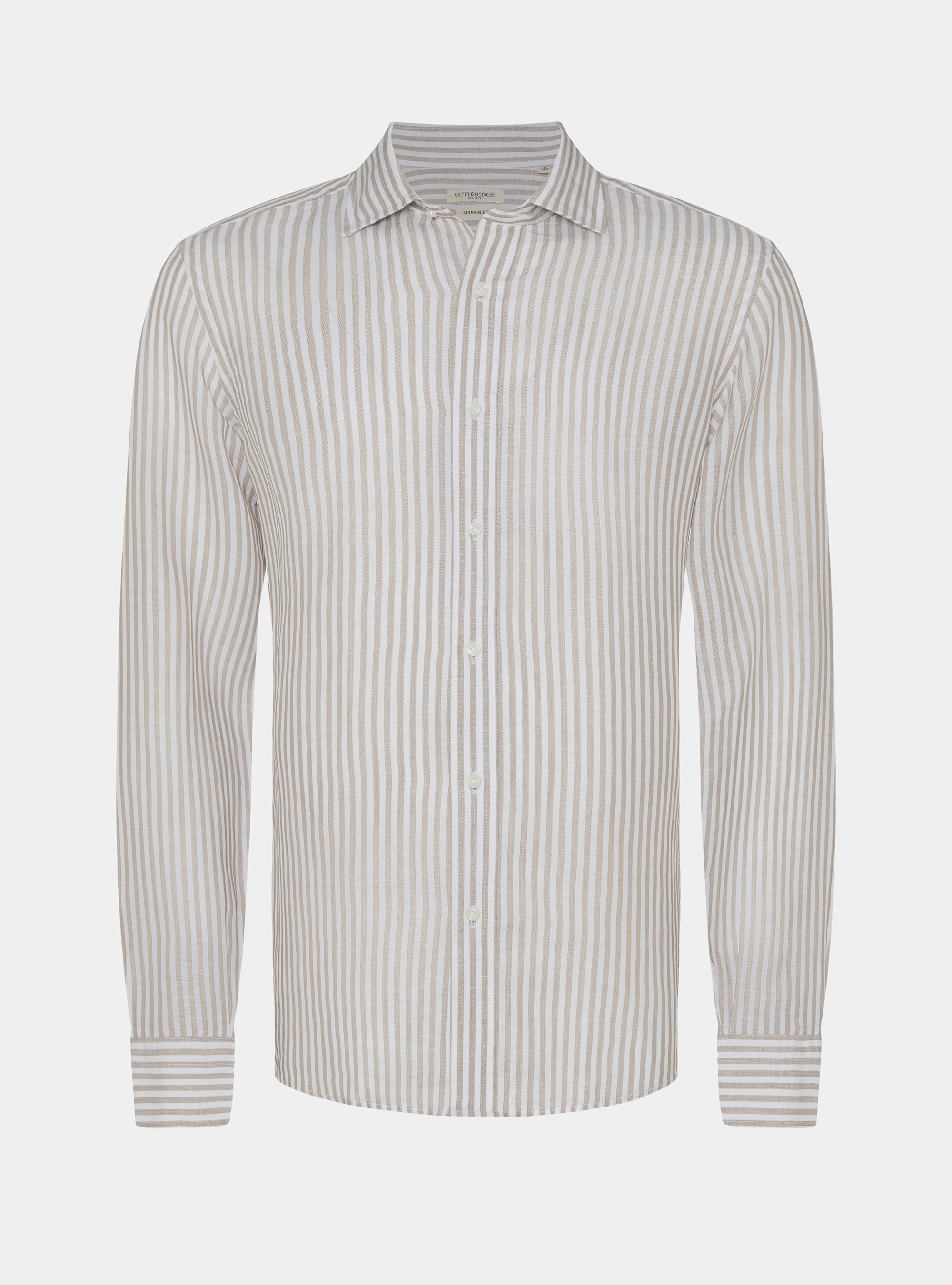 Linen blend striped shirt, SAND
