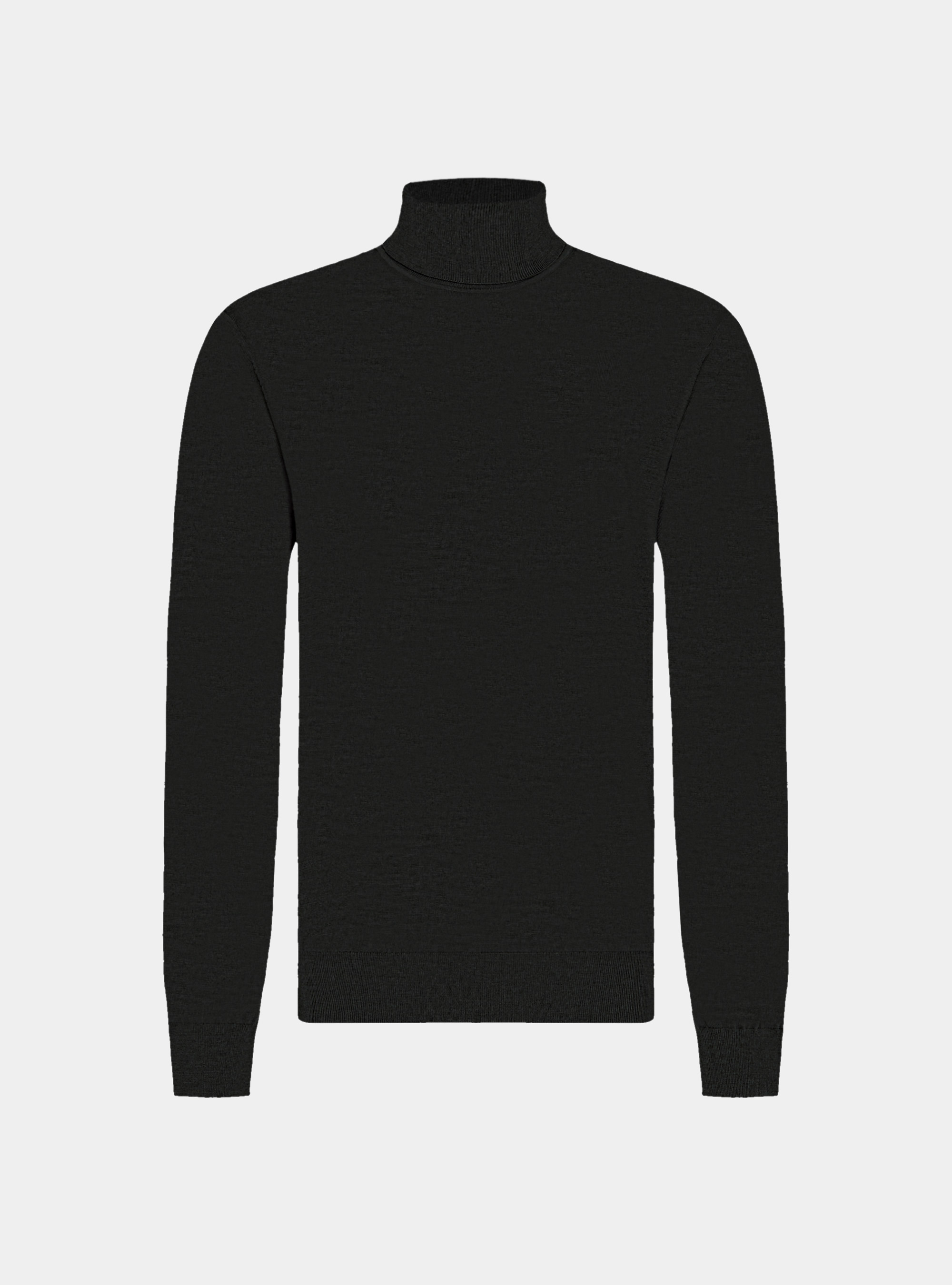 Rollkragenpullover aus reiner extrafeiner Merinowolle, NERO 0100C