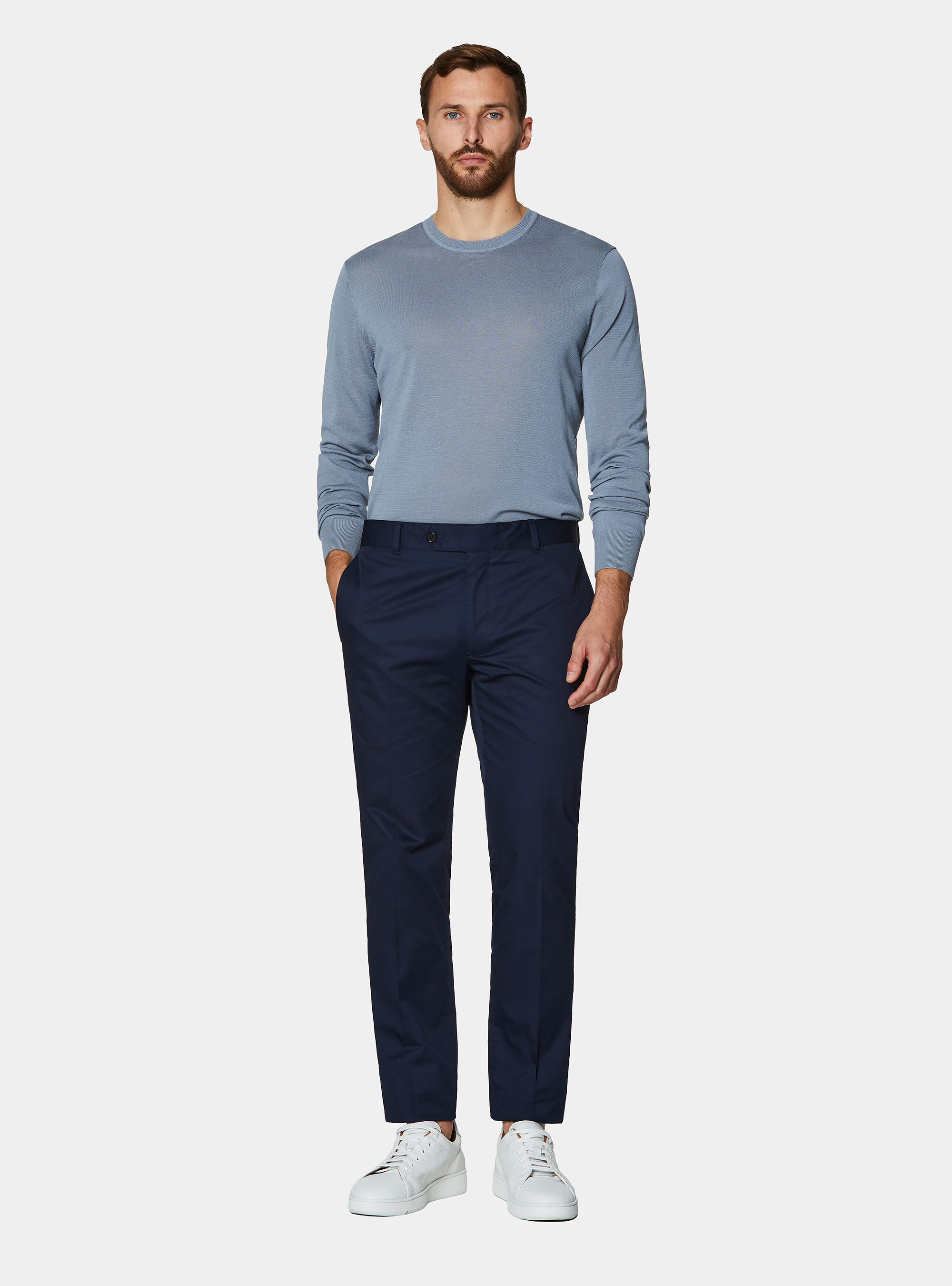 Cotton and silk crew neck sweater, AVIO 0292C